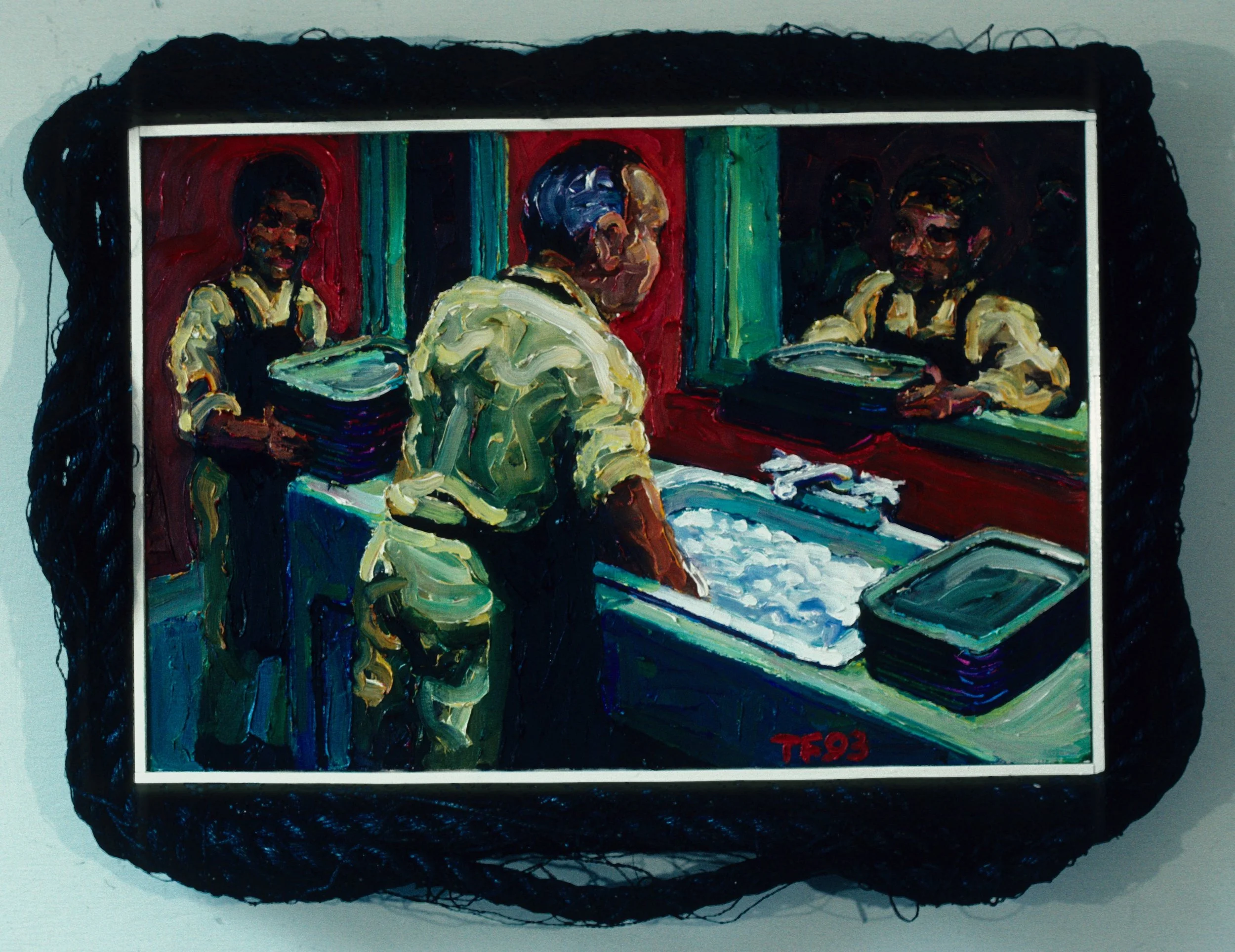 Rev. Moon Washing Dishes at Danbury Prison    20" x 26"