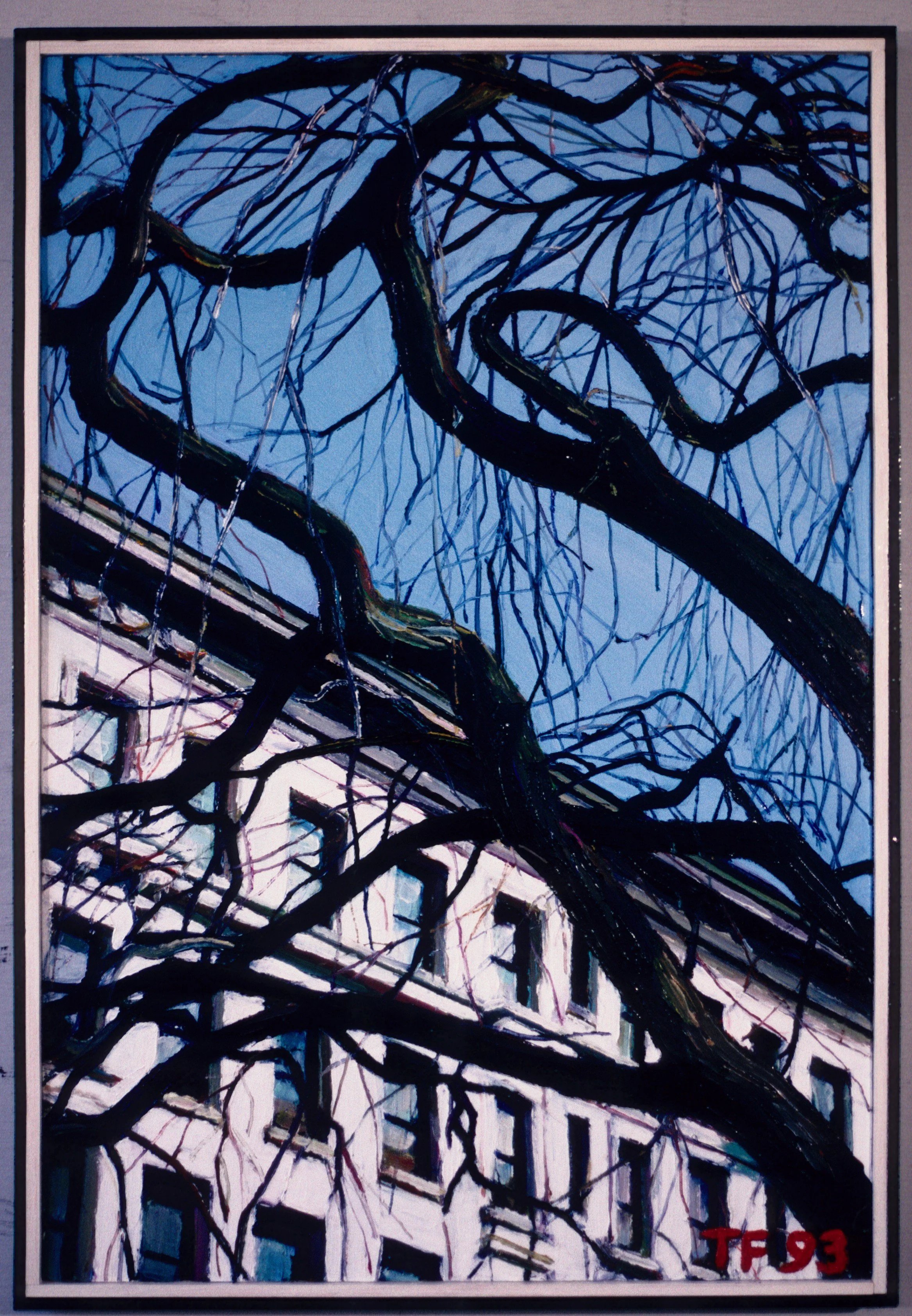 White Building With Oak Tree  14" x 21"