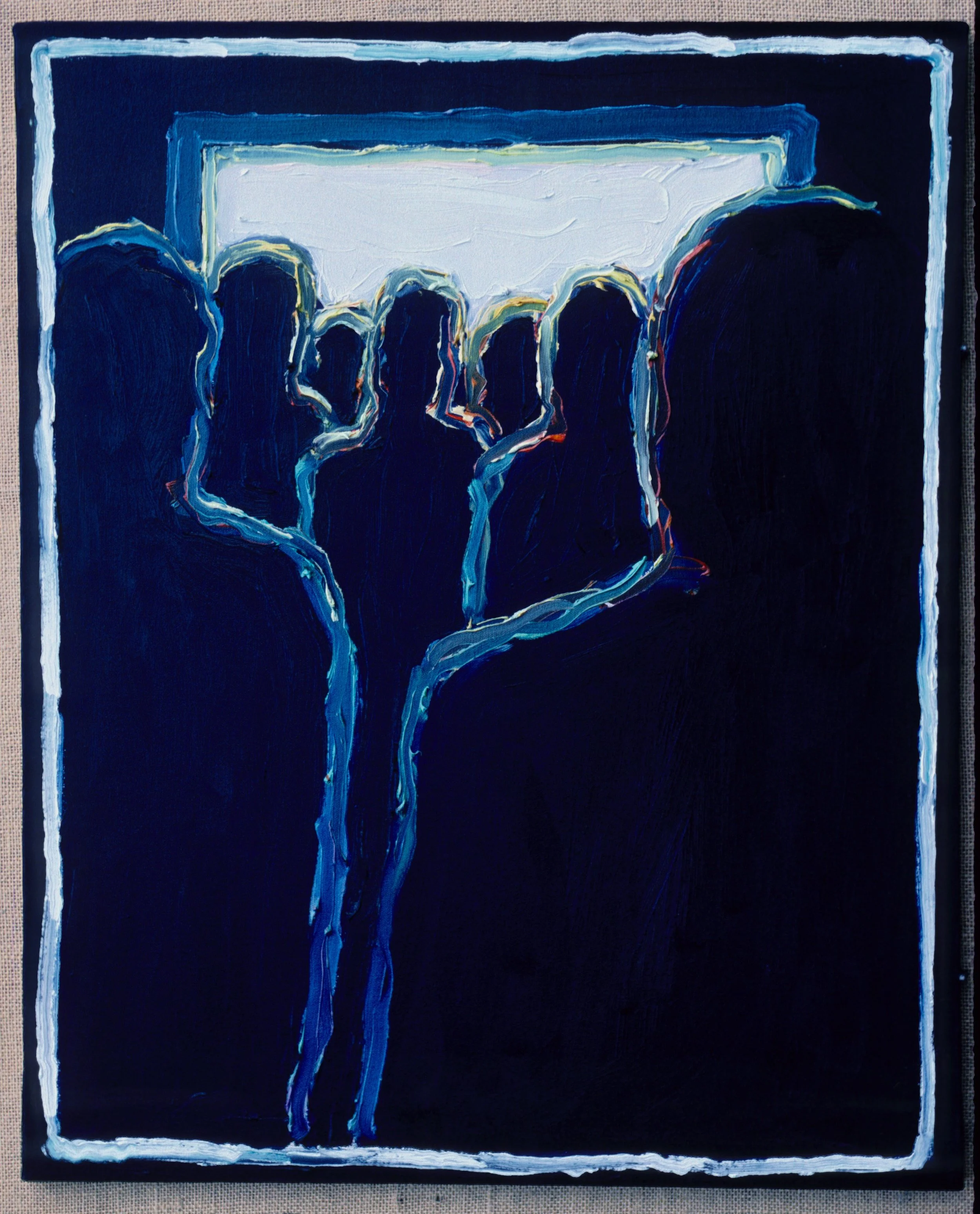 A Bunch of People Going From a Dark Room Into a Well Lit Room 24" x 30" 6/85