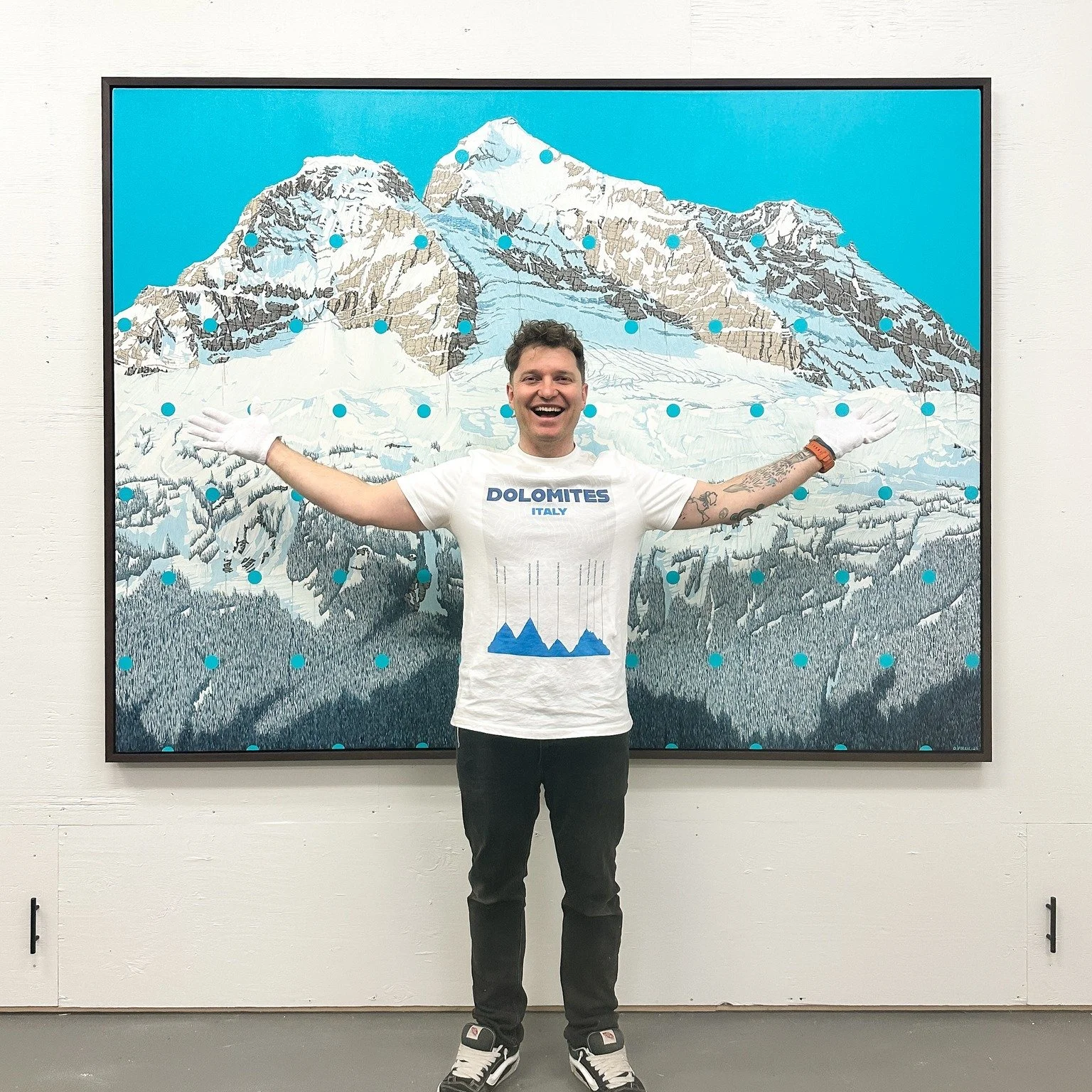 Mt. Begbie &mdash; Revy&rsquo;s skyline icon.
68&rdquo; x 84&rdquo; of Canadian glory 🇨🇦
Patrick loves the landscapes. He loves the people.
But during the Olympics&hellip; there may be a slight lean toward Italy 🇮🇹👀
We&rsquo;re just here to inst