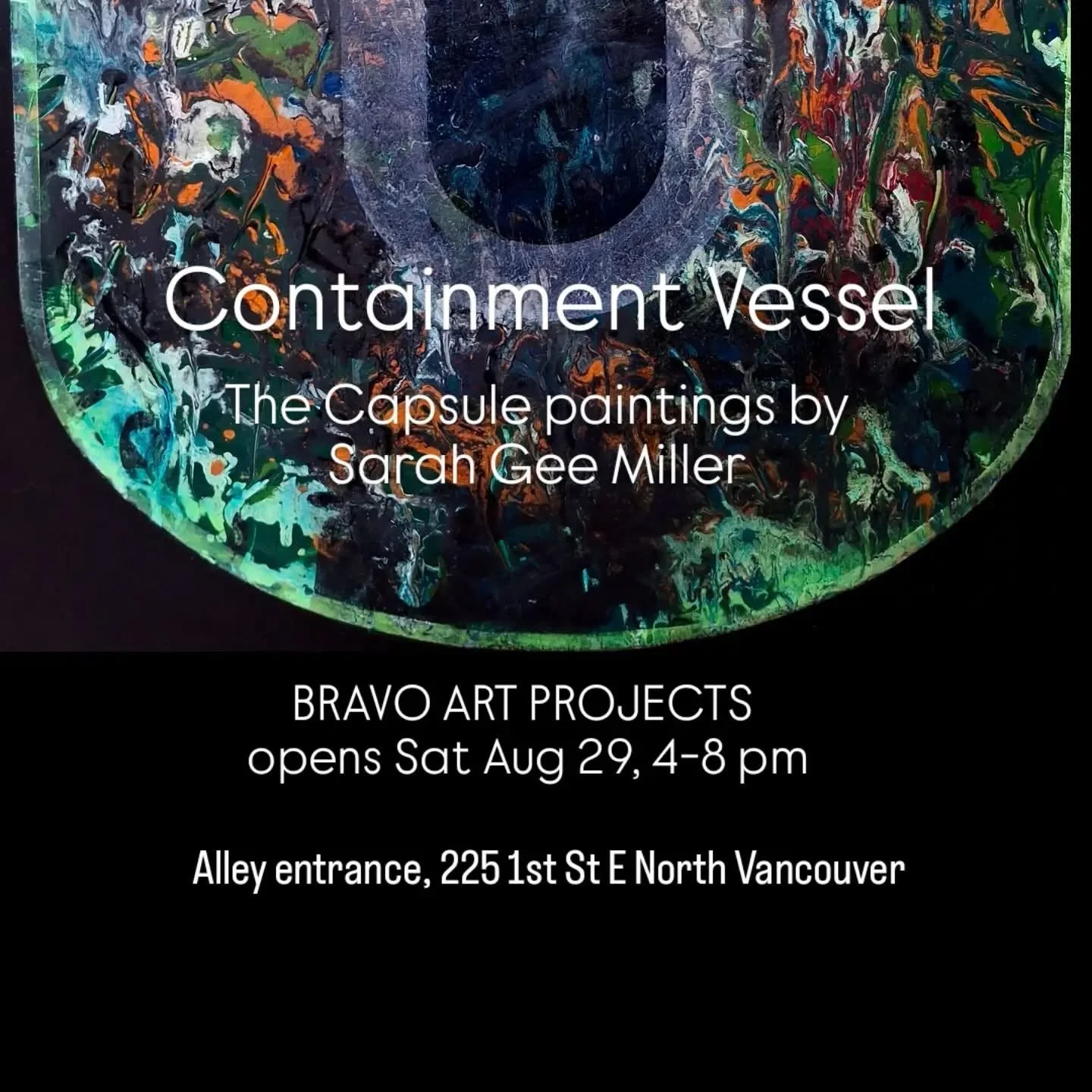 TOMORROW ✦

The walls are ready.
The work is taking its place.

Sarah Gee Miller
CONTAINMENT VESSEL

Opening tomorrow
Saturday, August 29
4&ndash;8 PM

Artist in attendance.
Drinks, art + good conversation.

Free + everyone welcome.

Bravo Art Projec