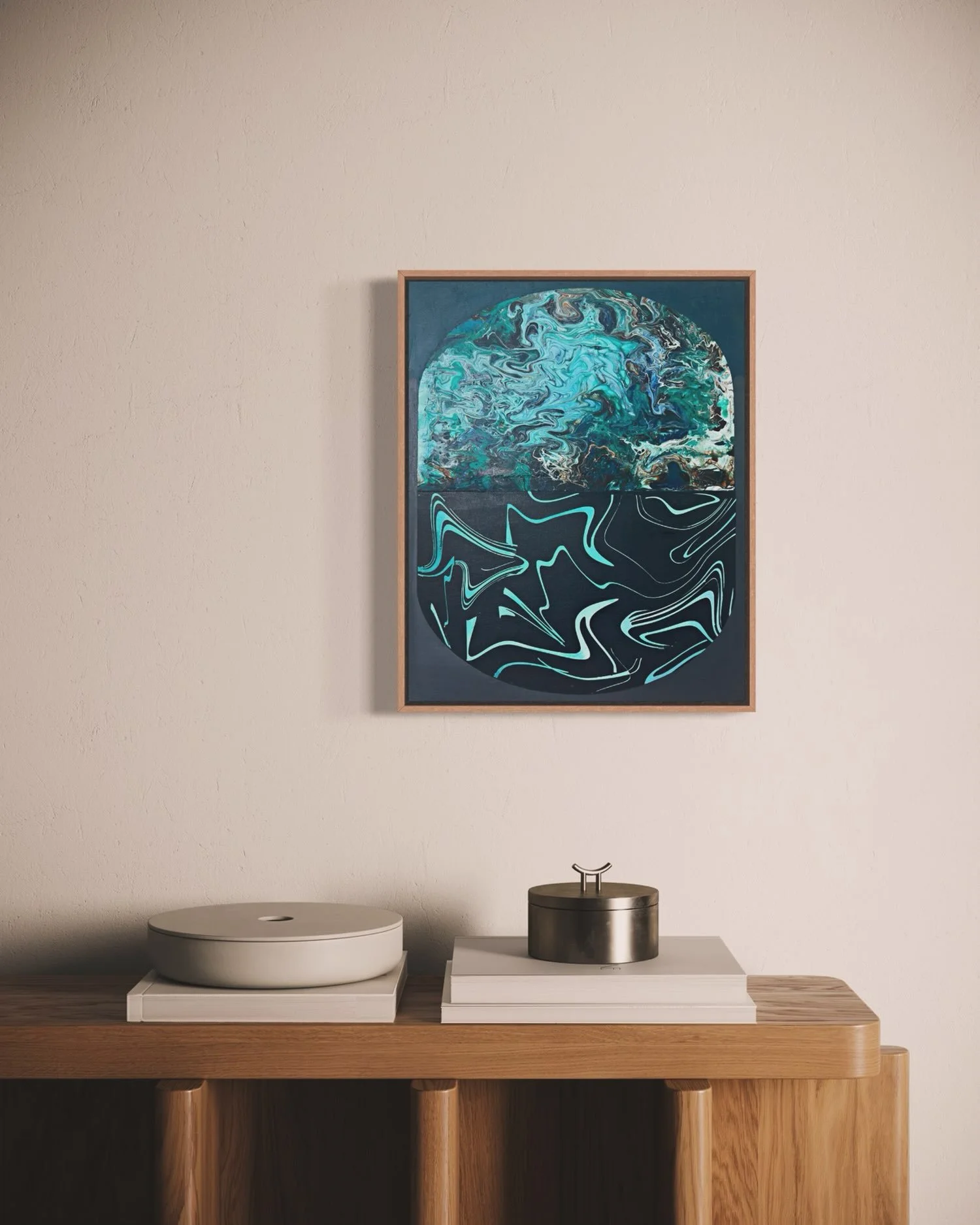Let&rsquo;s start the week with some incredible art. ✨

A little glimpse of what one of Sarah Gee Miller&rsquo;s beautiful works could look like in its new home.

Could that wall be yours? :)

&ldquo;OCEANIC&rdquo;
Acrylic on aluminum panel - 2026

M