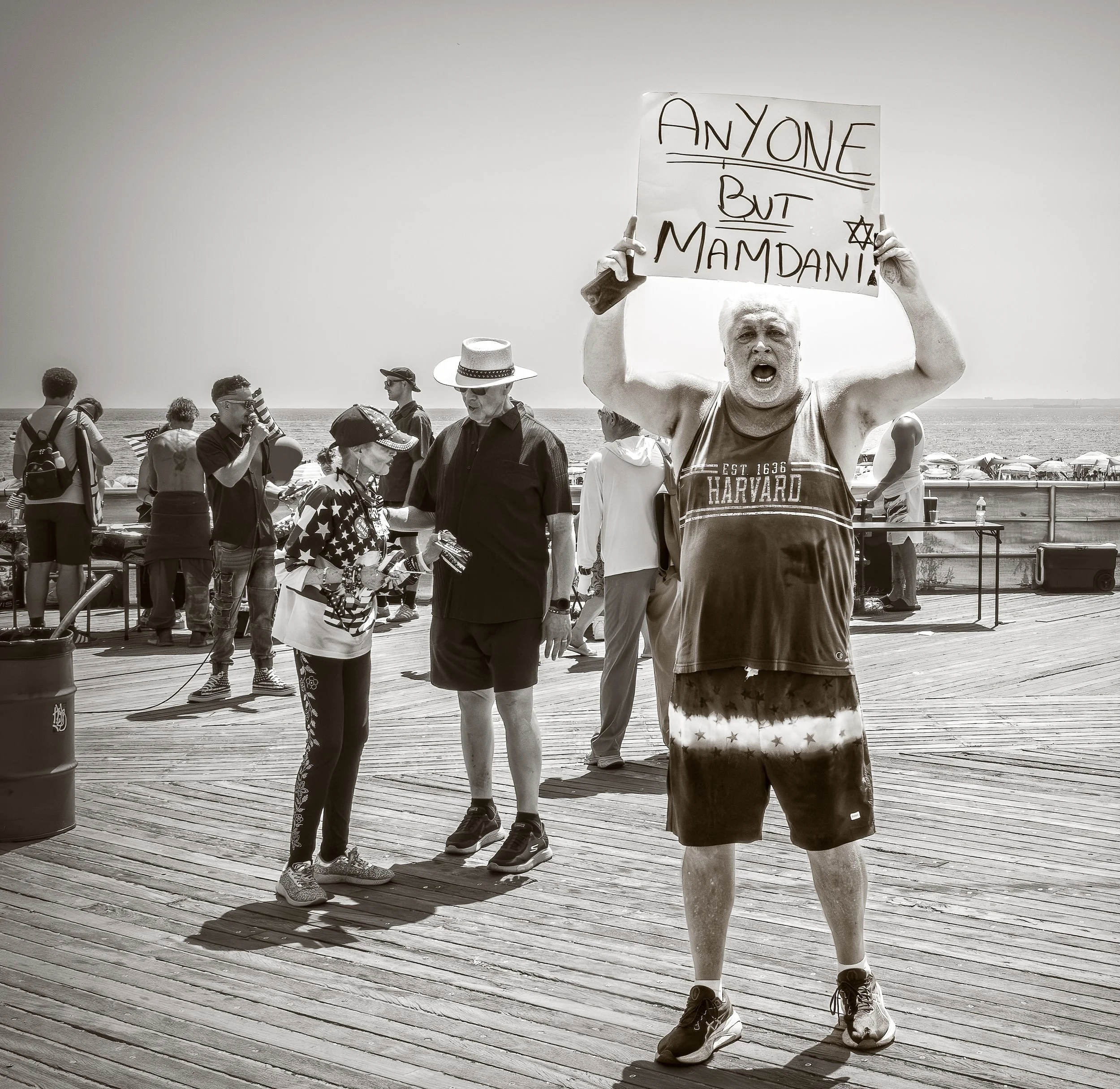 On the boardwalk at Coney Island 