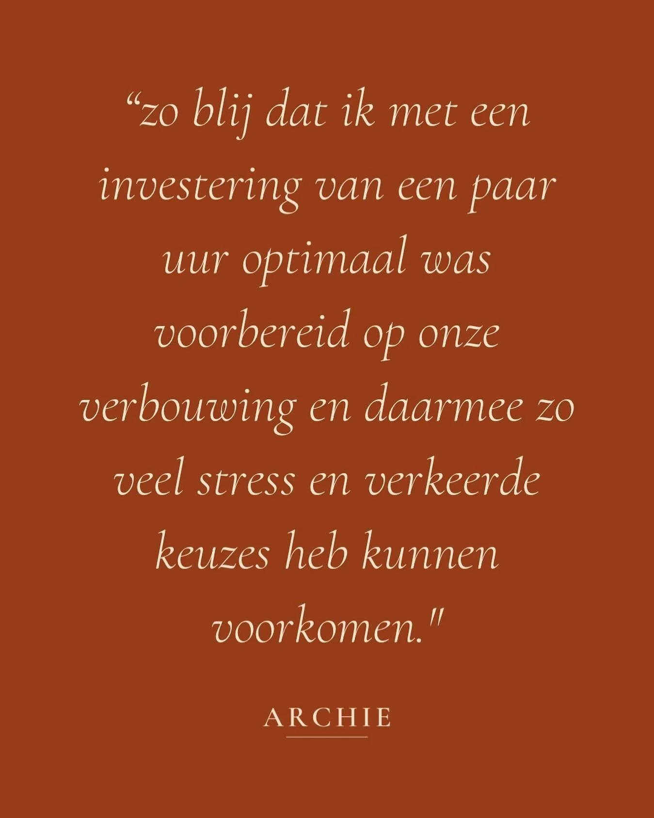 Fijn om dit soort reviews te ontvangen, daar doen we het voor!

#onlineverbouwcursus #meetarchie #voorbereidingverbouwing