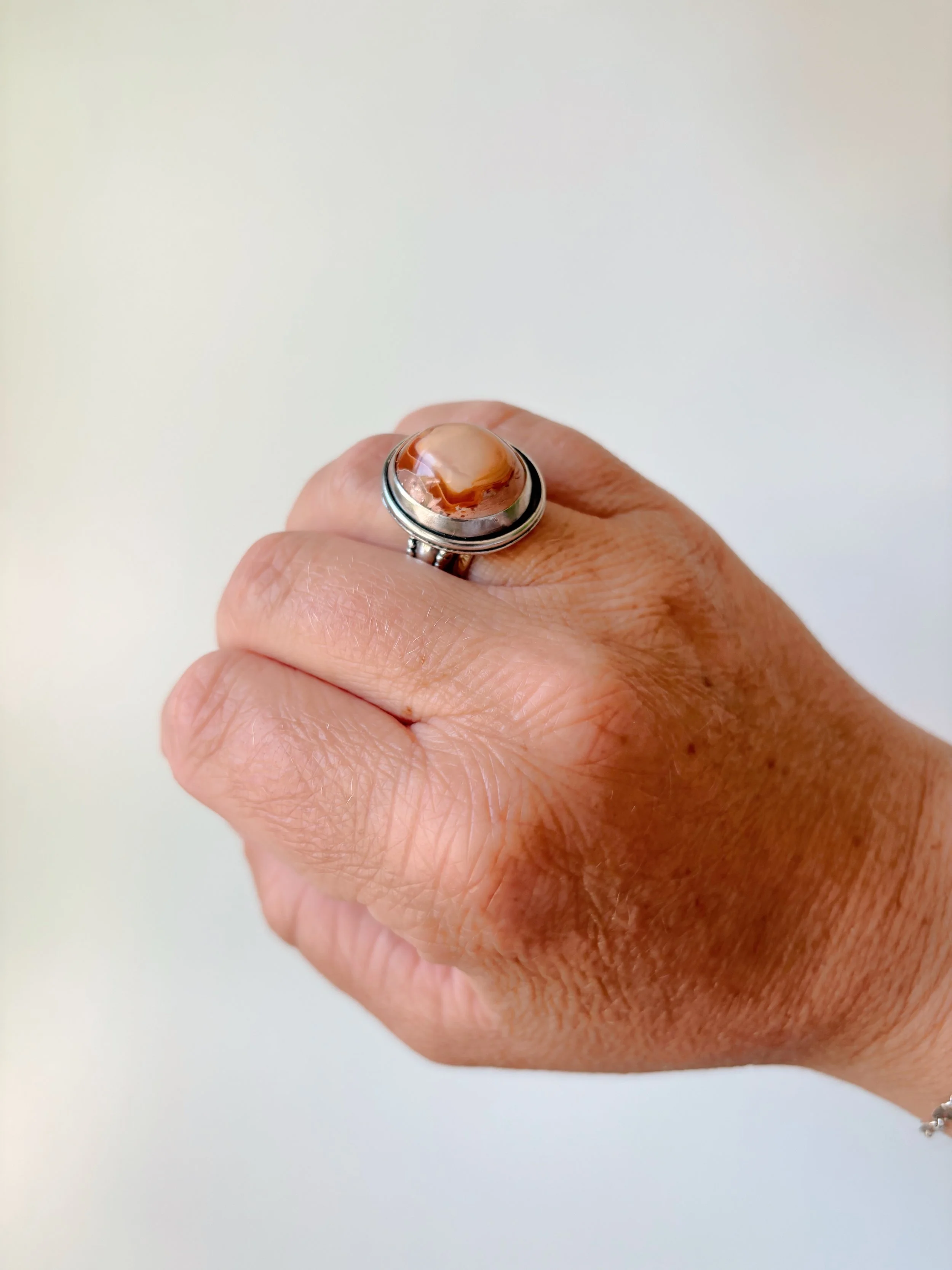 Mexican Fire Opal + Spoon Ring // Size 8