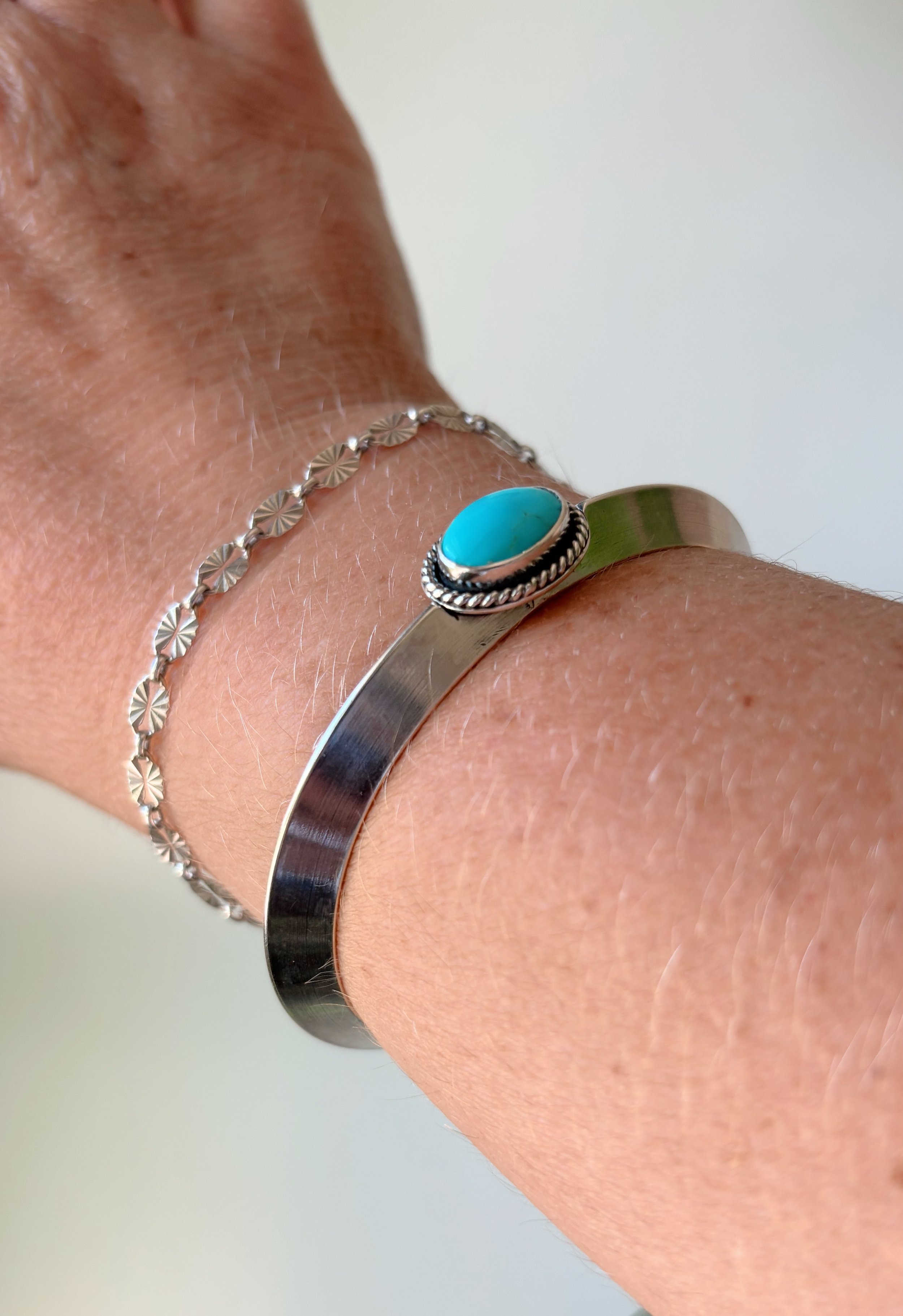 Kingman Turquoise Cuff Bracelet - Size Small/Medium