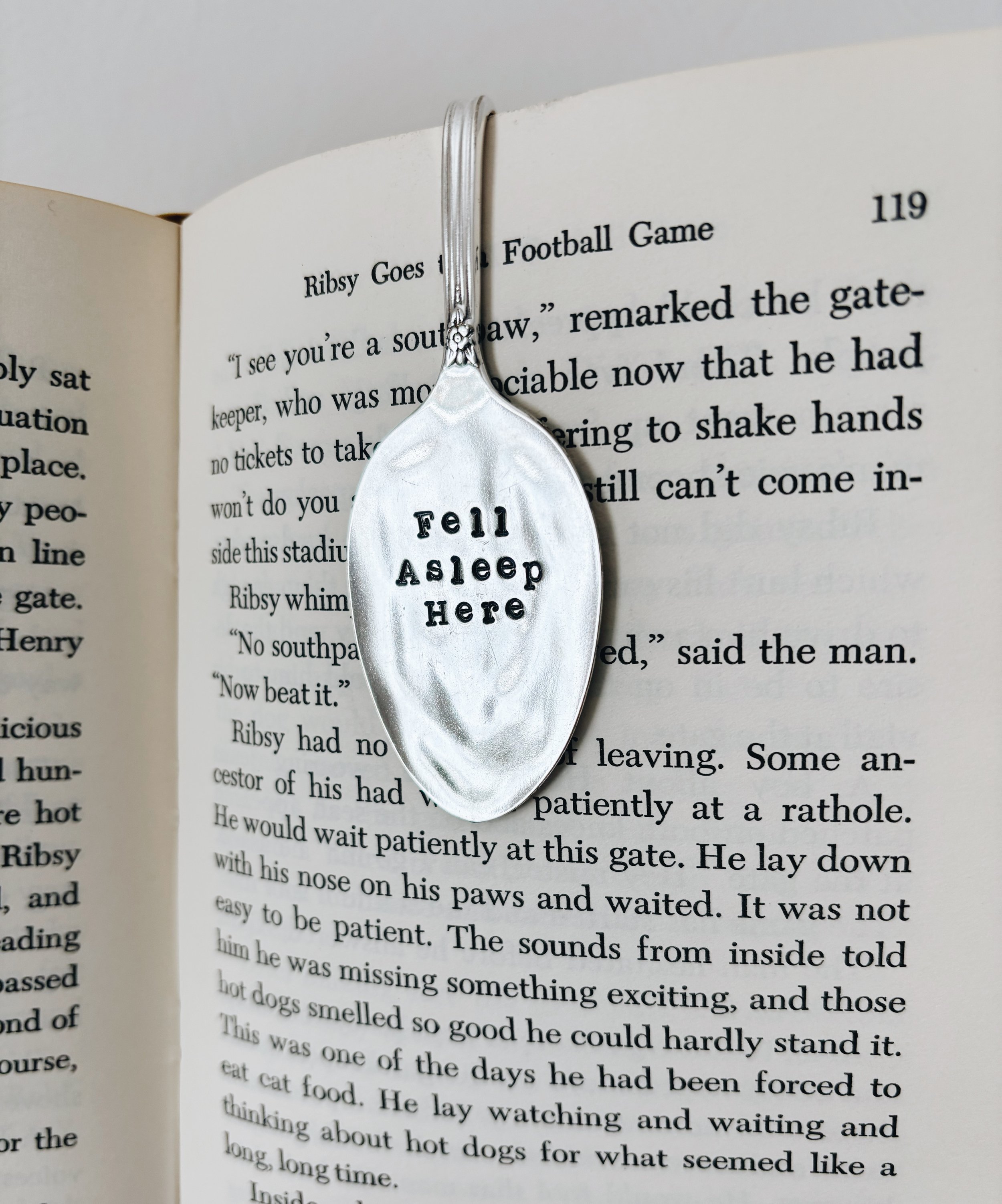 Spoon Bookmark // Fell Asleep Here // Sans Serif Font