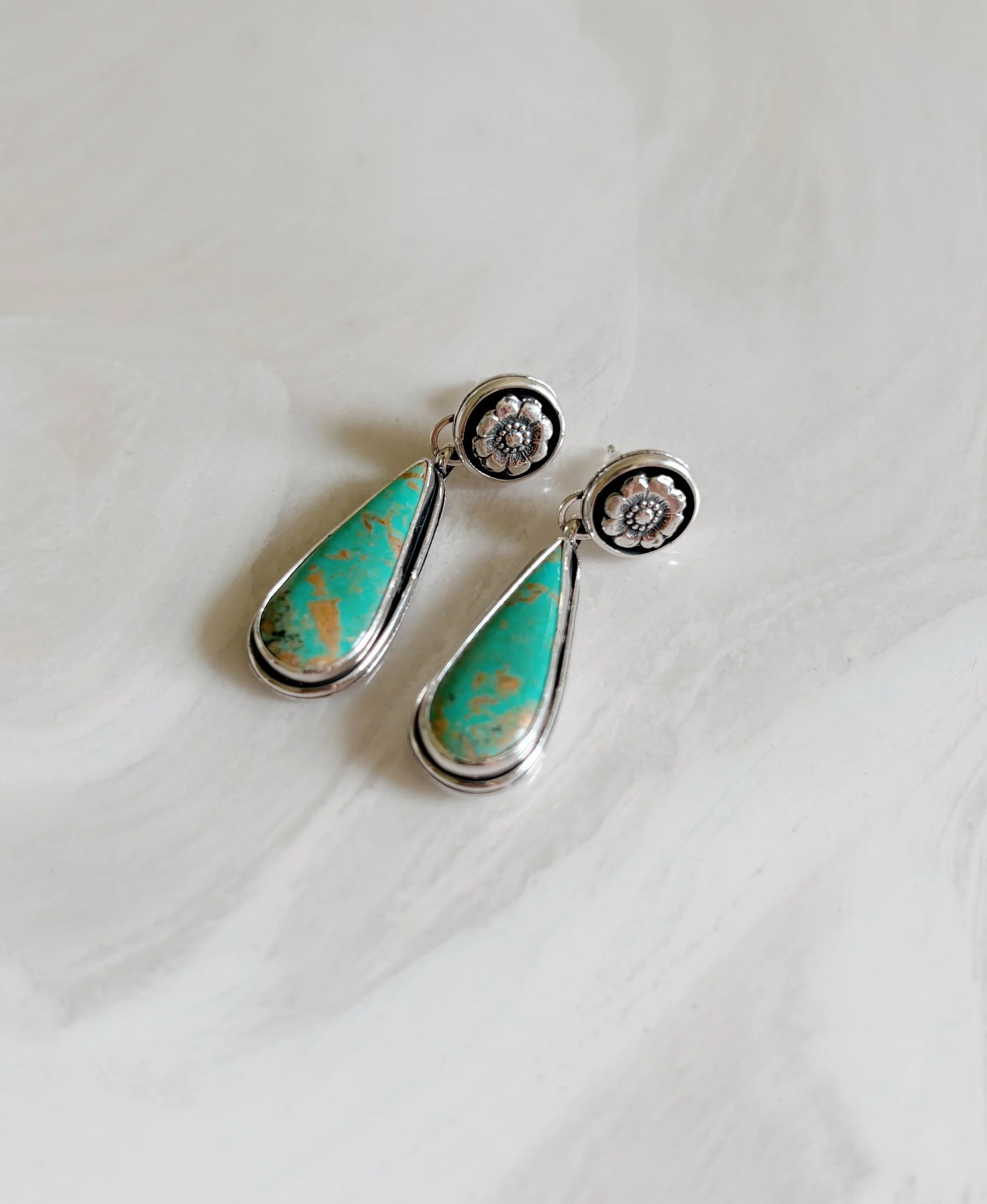 Kingman Turquoise + Spoon Earrings