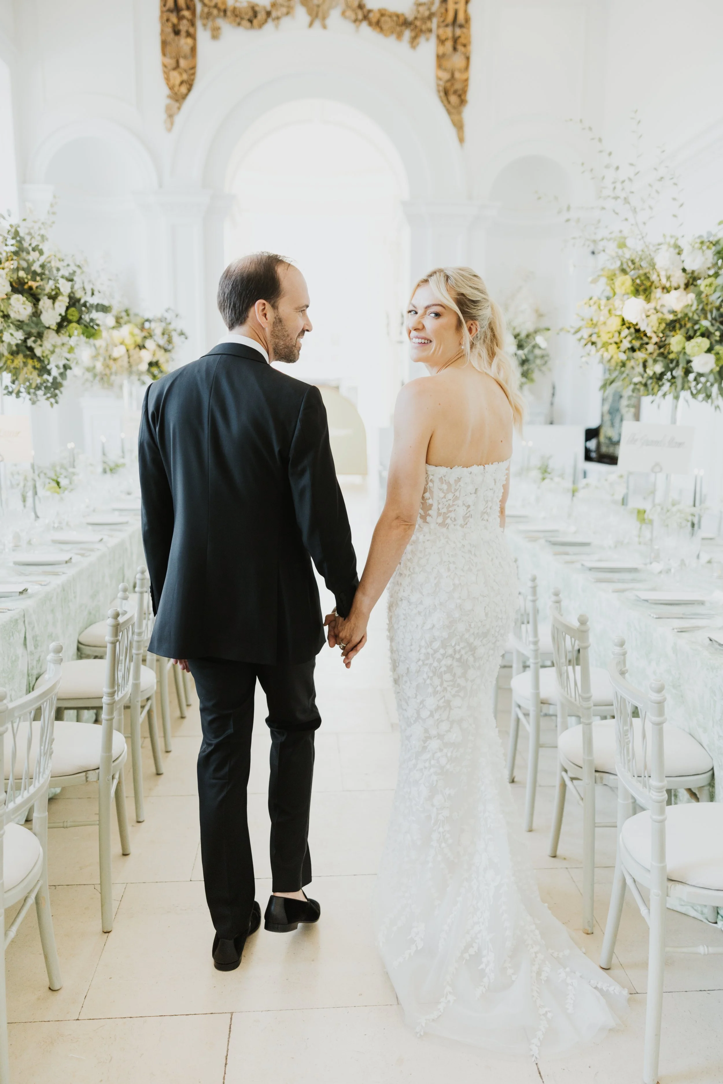 Newlyweds Mimi and Simon — intimate couple portrait inside the Kensington Palace Orangery on their wedding day