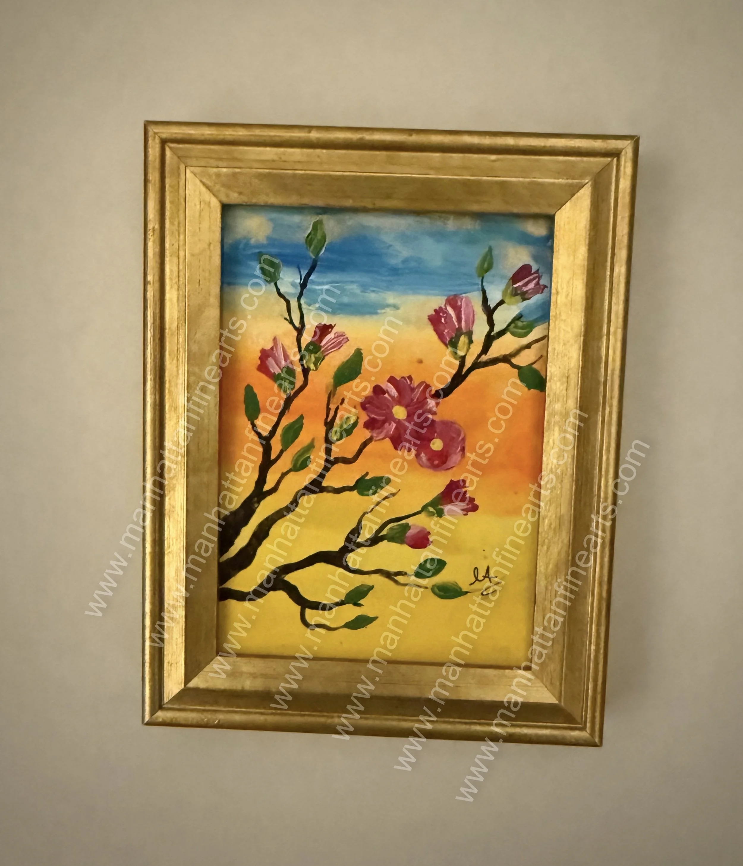 Golden Blossom Sunrise Painting