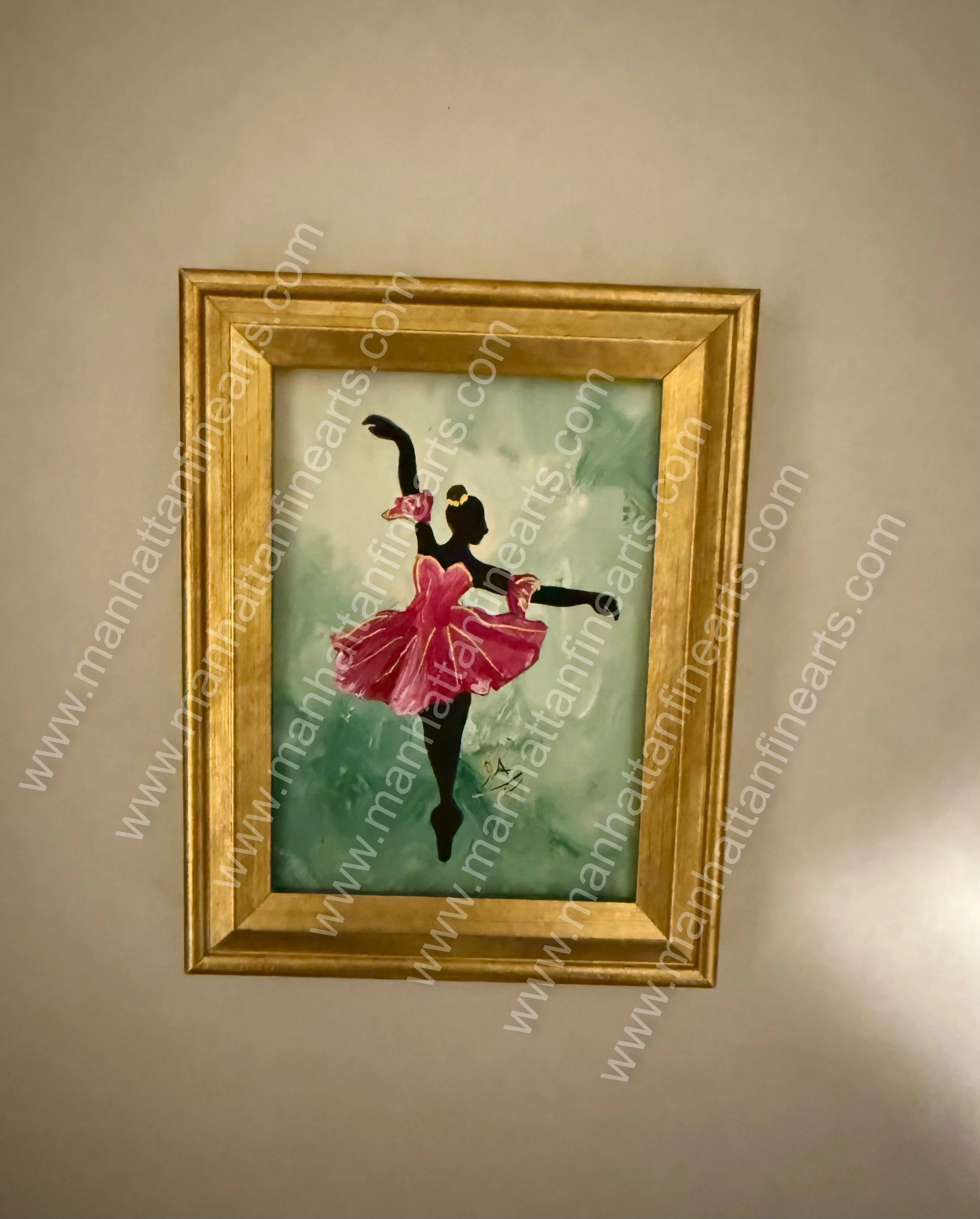 Elegant Ballerina in Gold Frame Painting