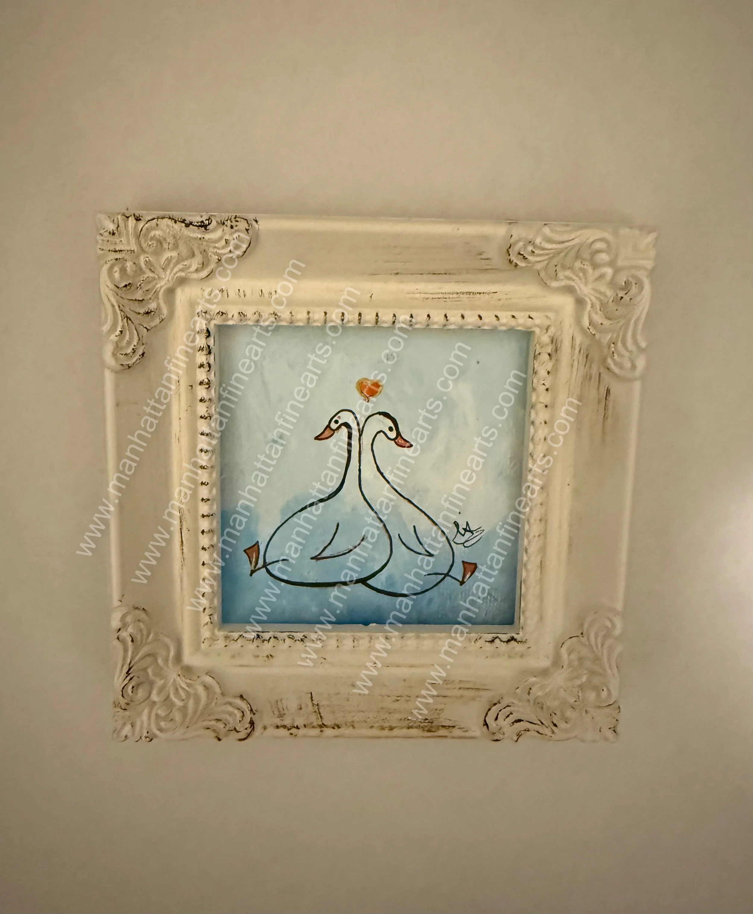 Elegance of Swans Framed Miniature Painting
