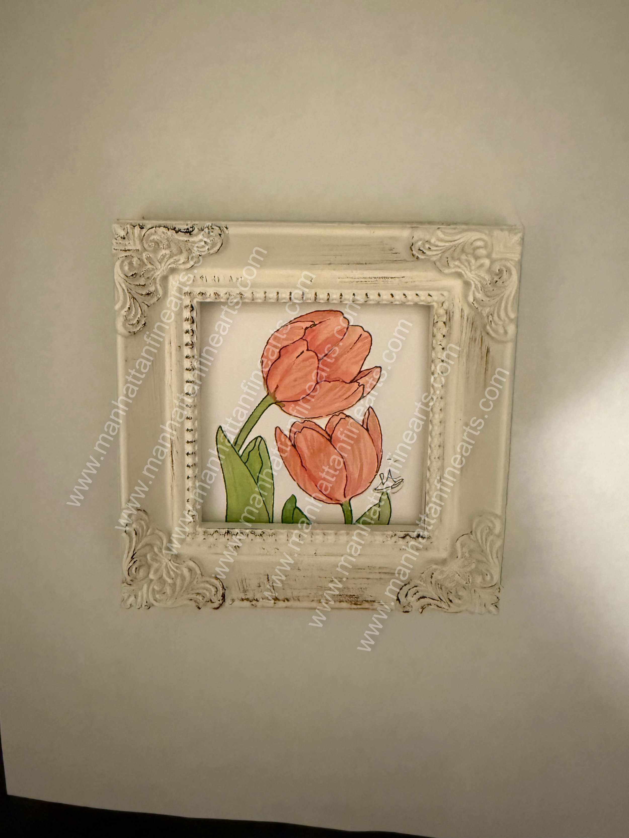 Vintage Tulip Miniature Painting