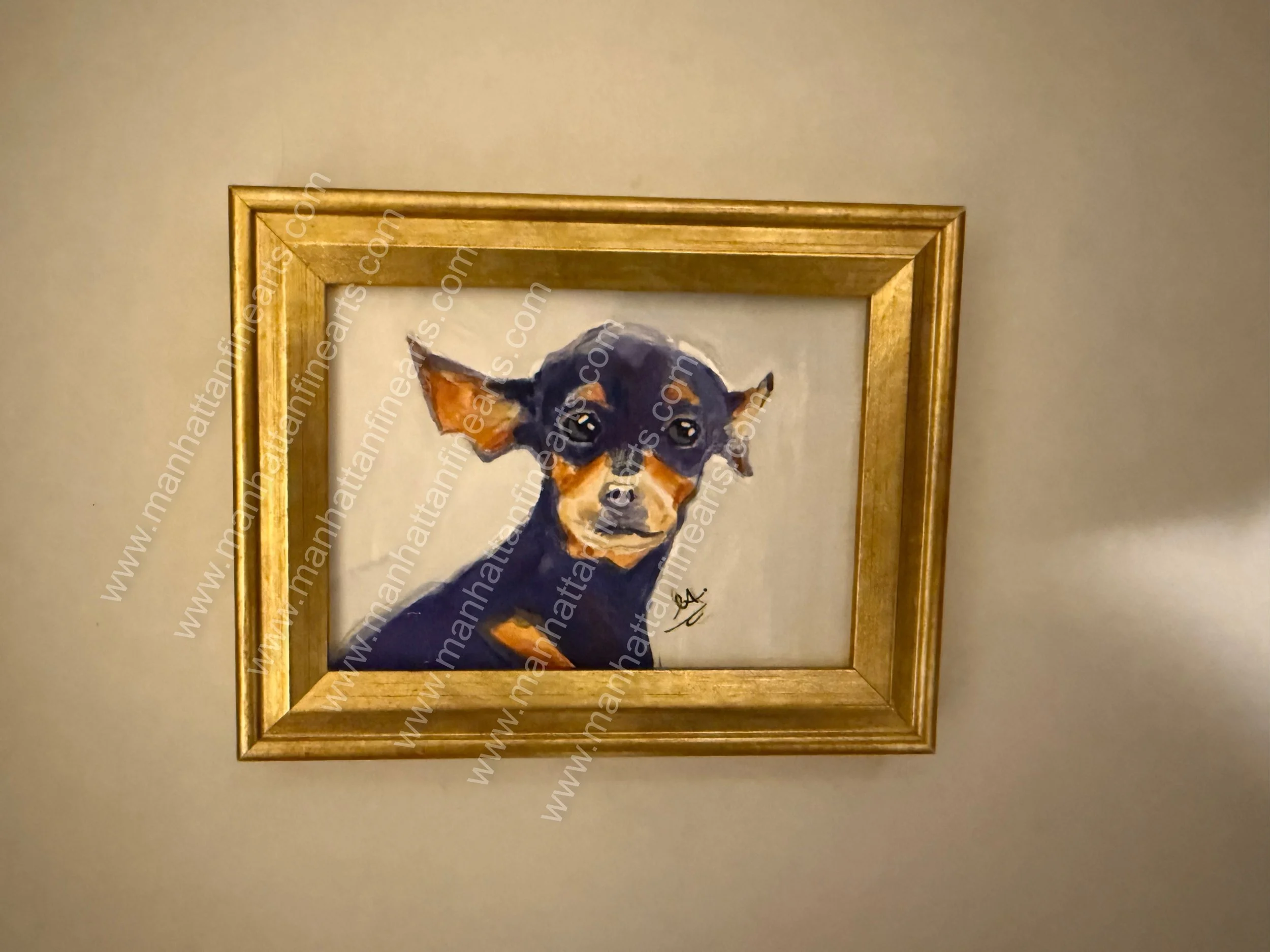 Charming Chihuahua Portrait in Golden Frame