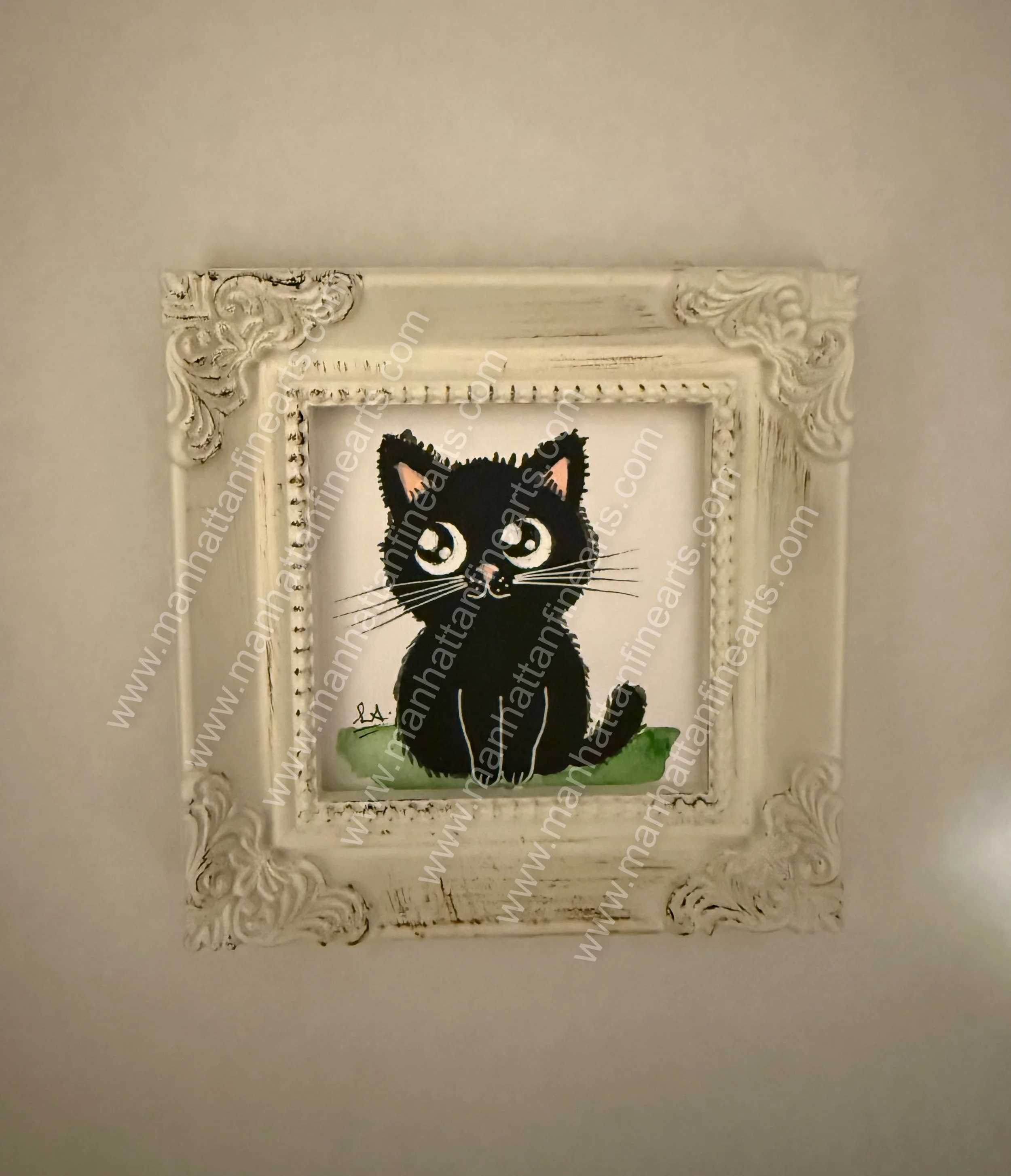 Whimsical Kitten Miniature Painting