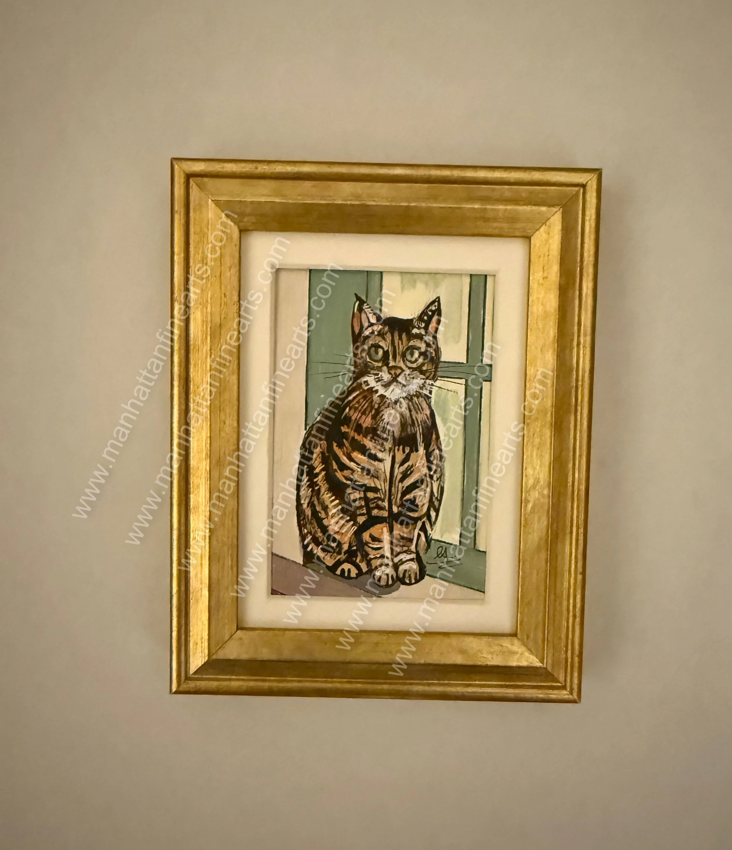 Framed Miniature Cat Painting
