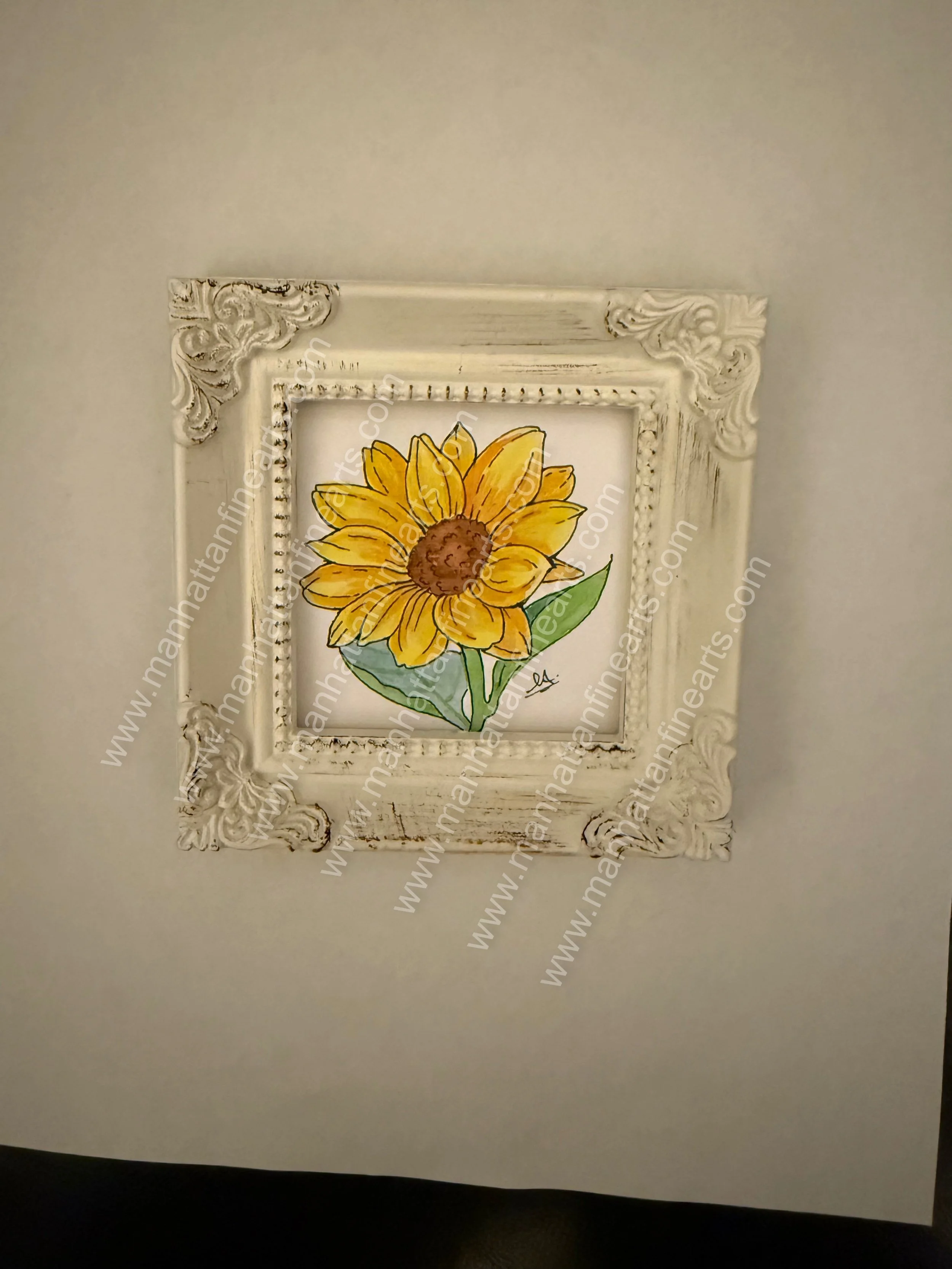 Elegant Sunflower Miniature Painting