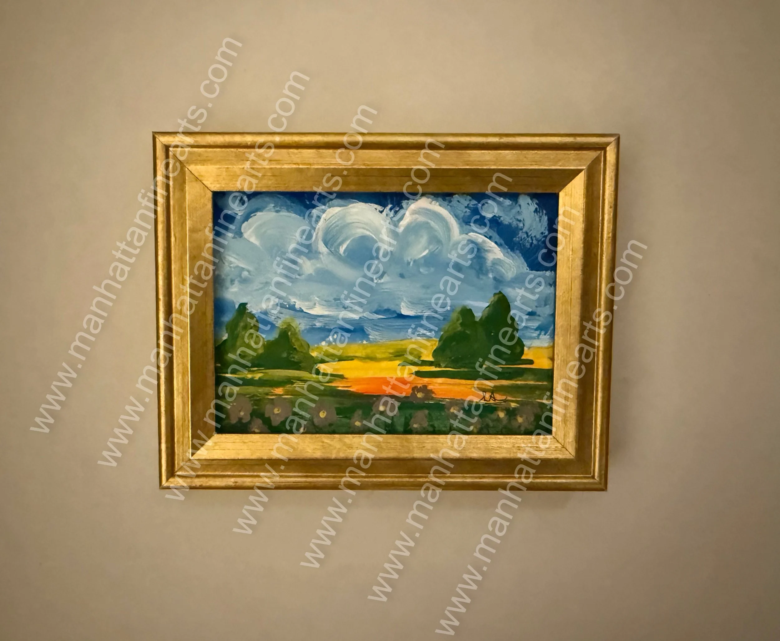 Golden Framed Countryside Landscape Painting