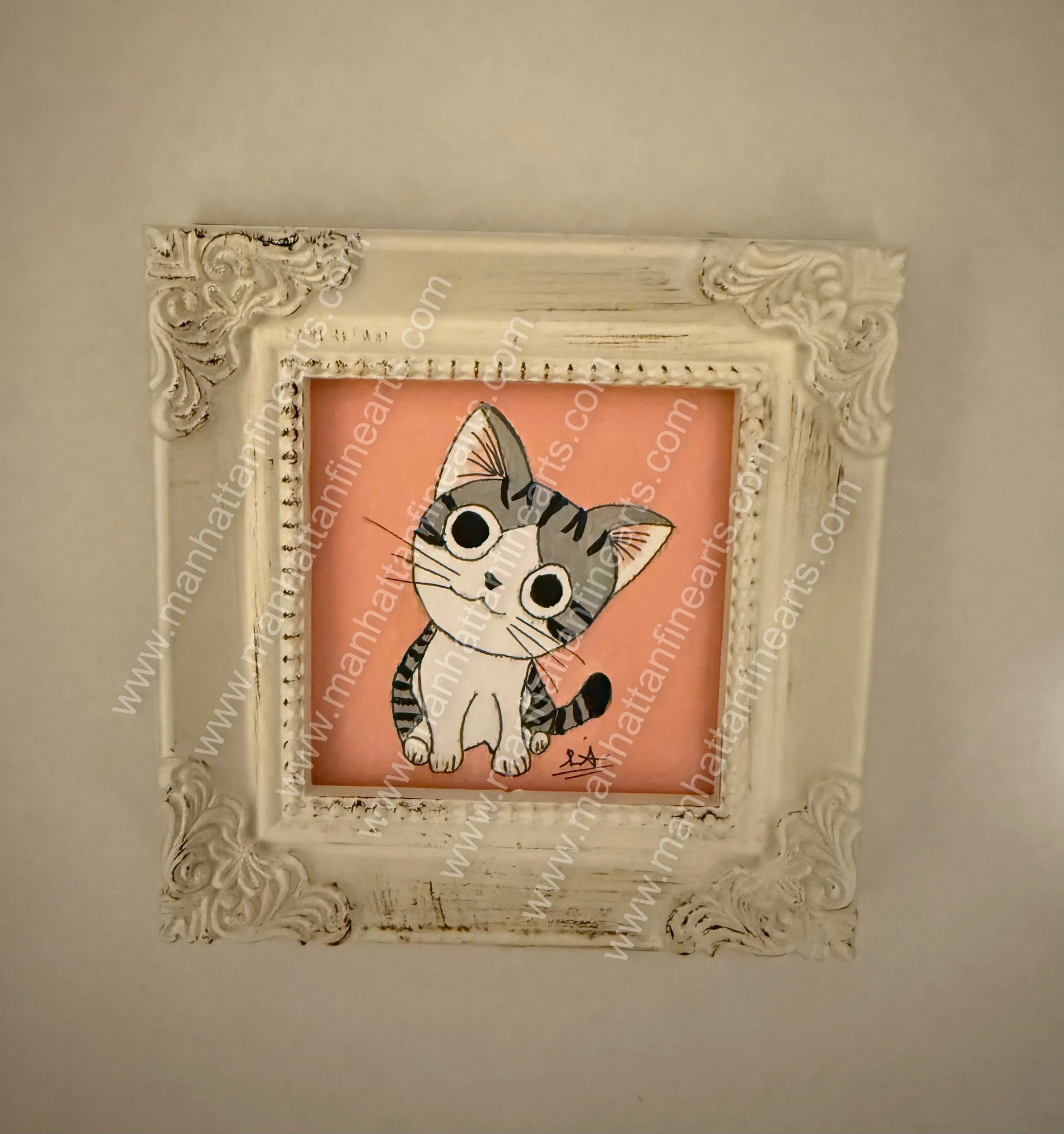 Whimsical Cat Fine Art Painting