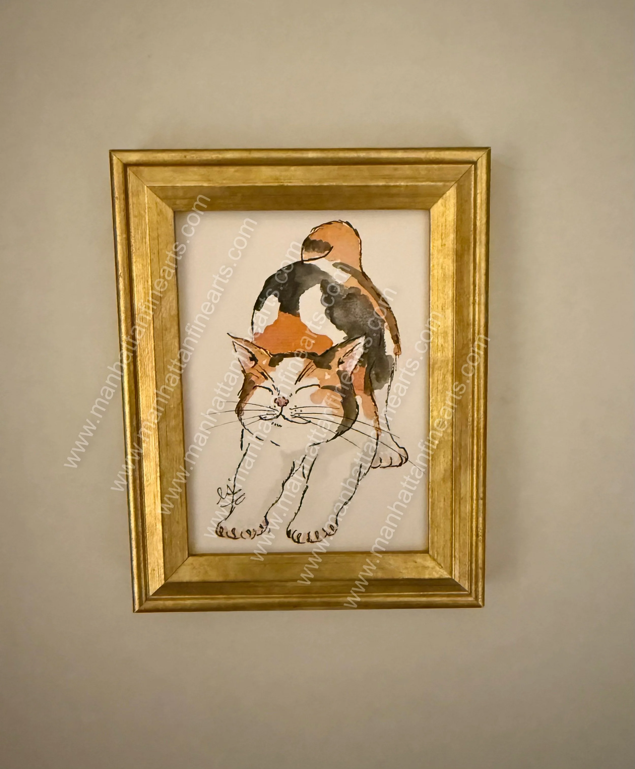 Calico Cat Watercolor Painting