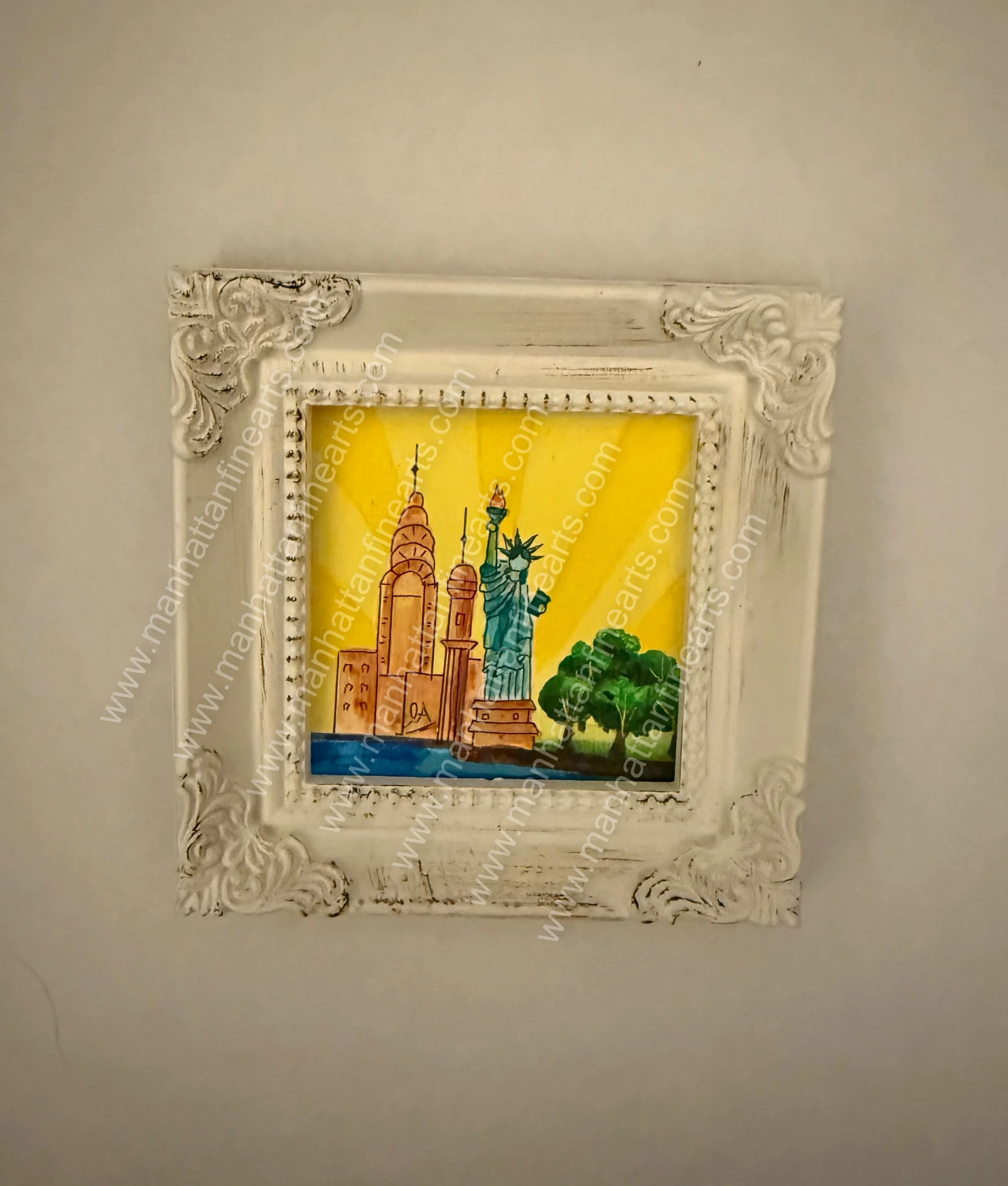 Handcrafted Miniature New York Painting