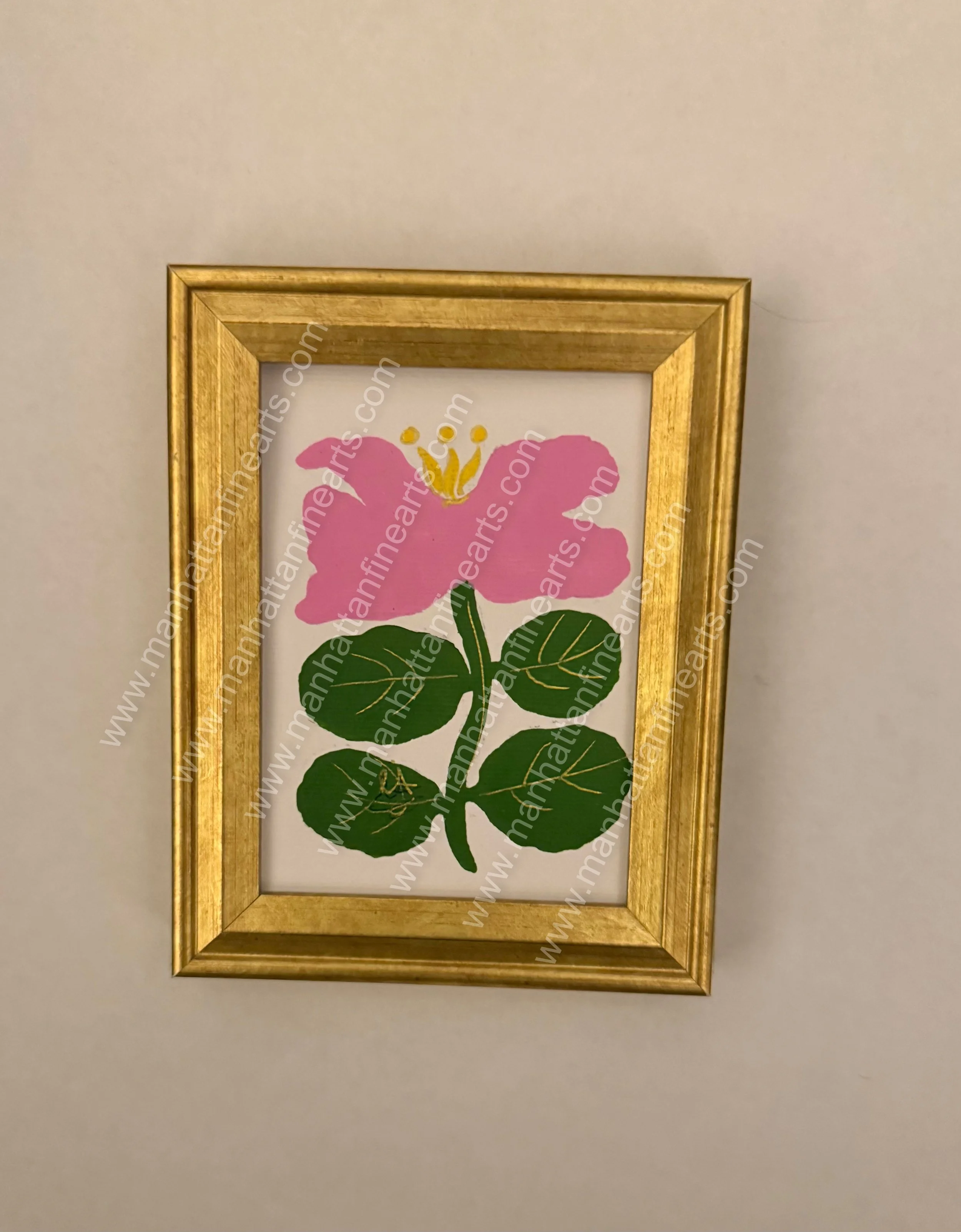 Golden Framed Floral Miniature Painting