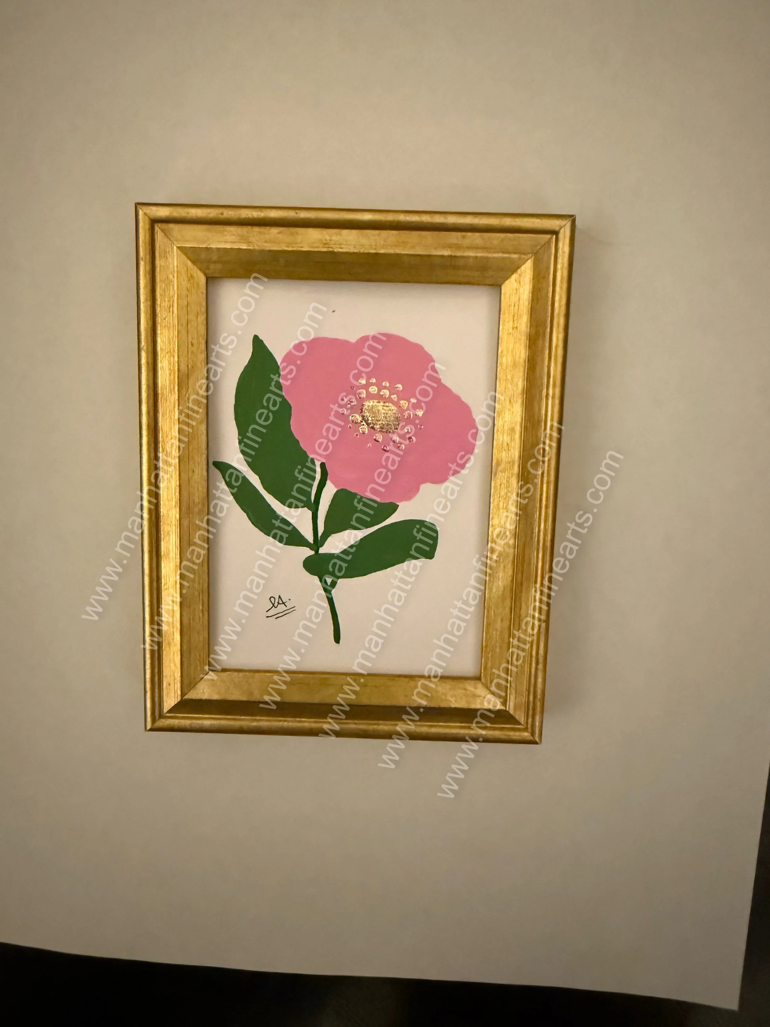 Handcrafted Miniature Floral Art with Gold Frame