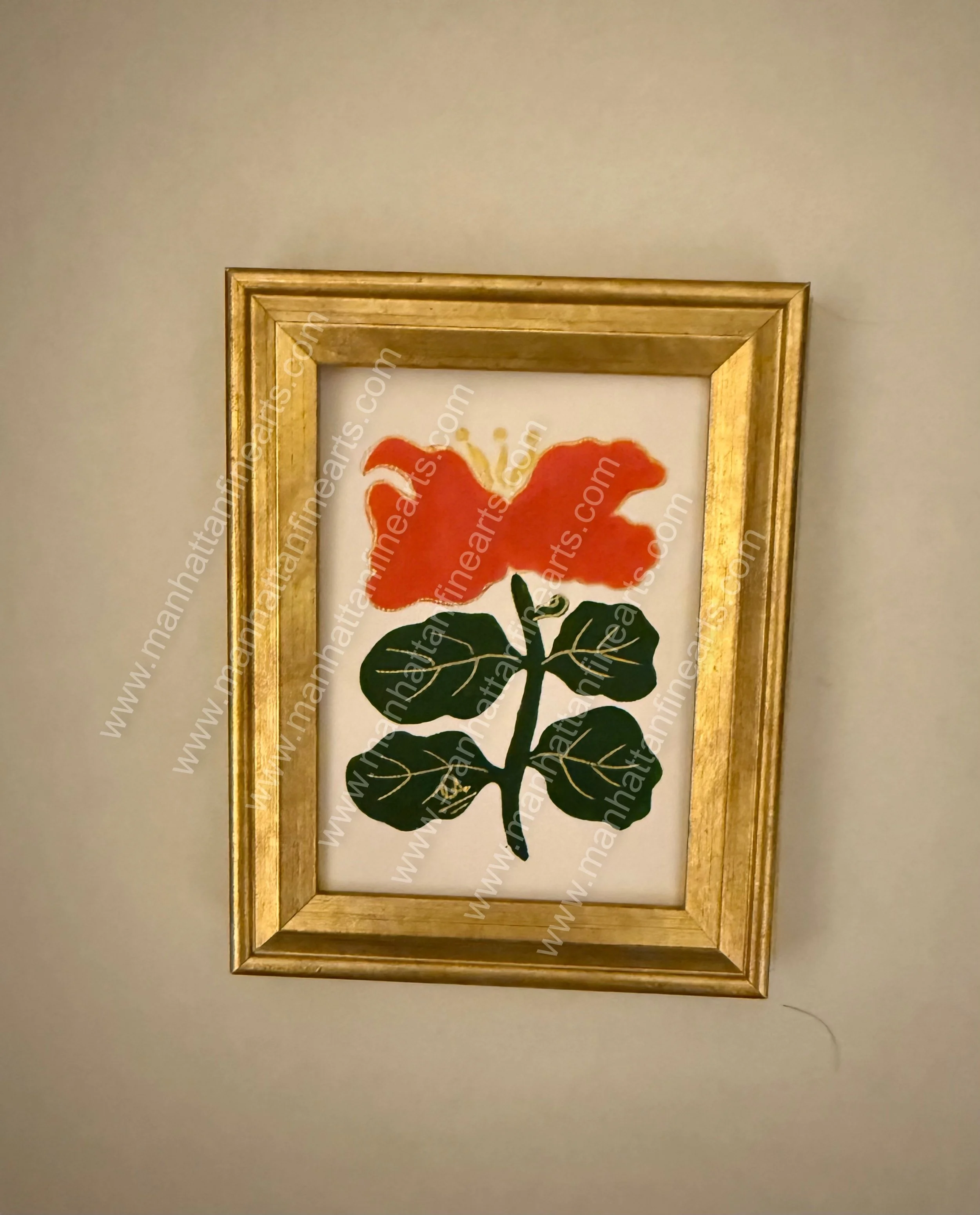 Elegant Floral Miniature Painting in Gold Frame