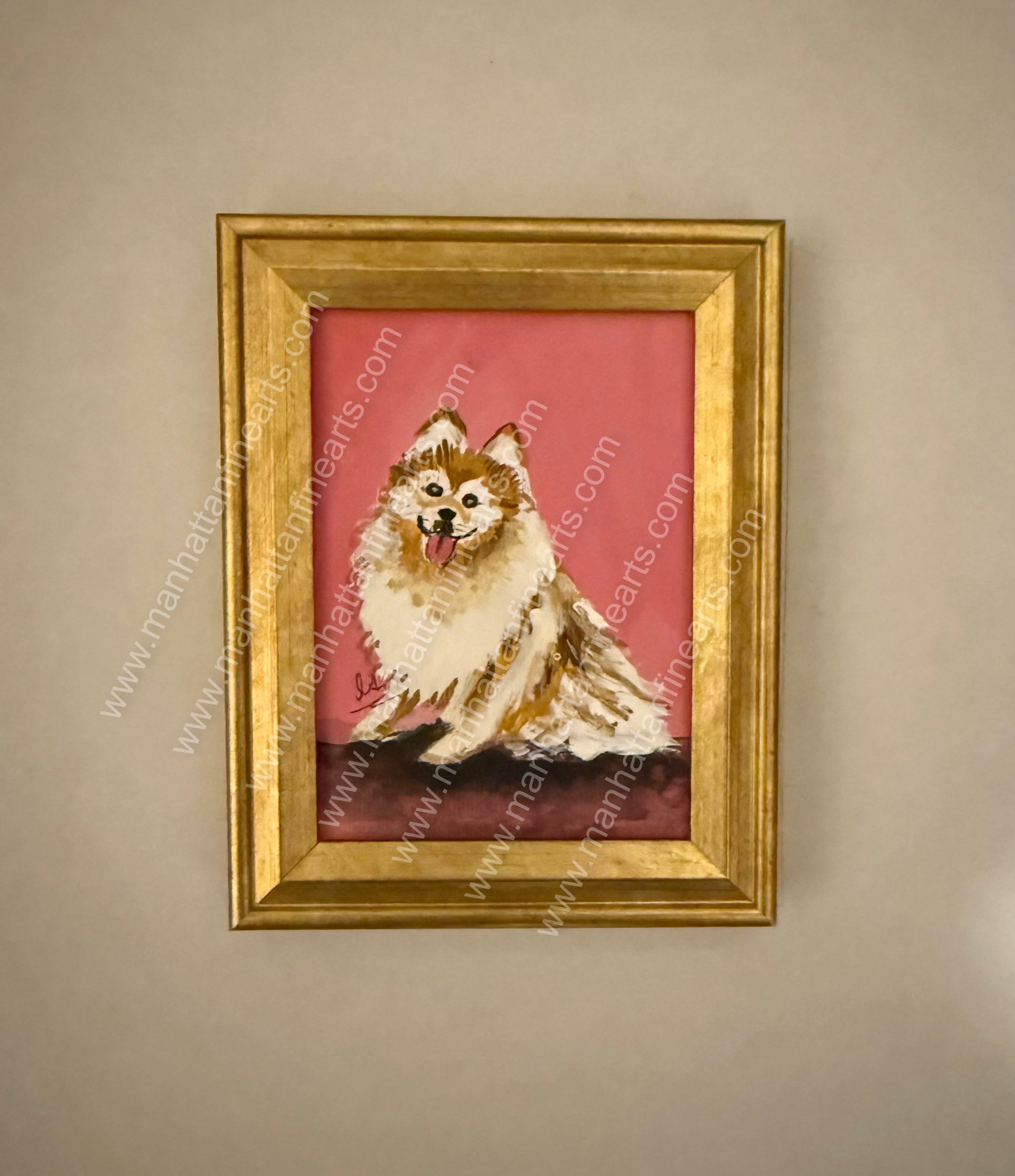 Playful Pomeranian Miniature Painting