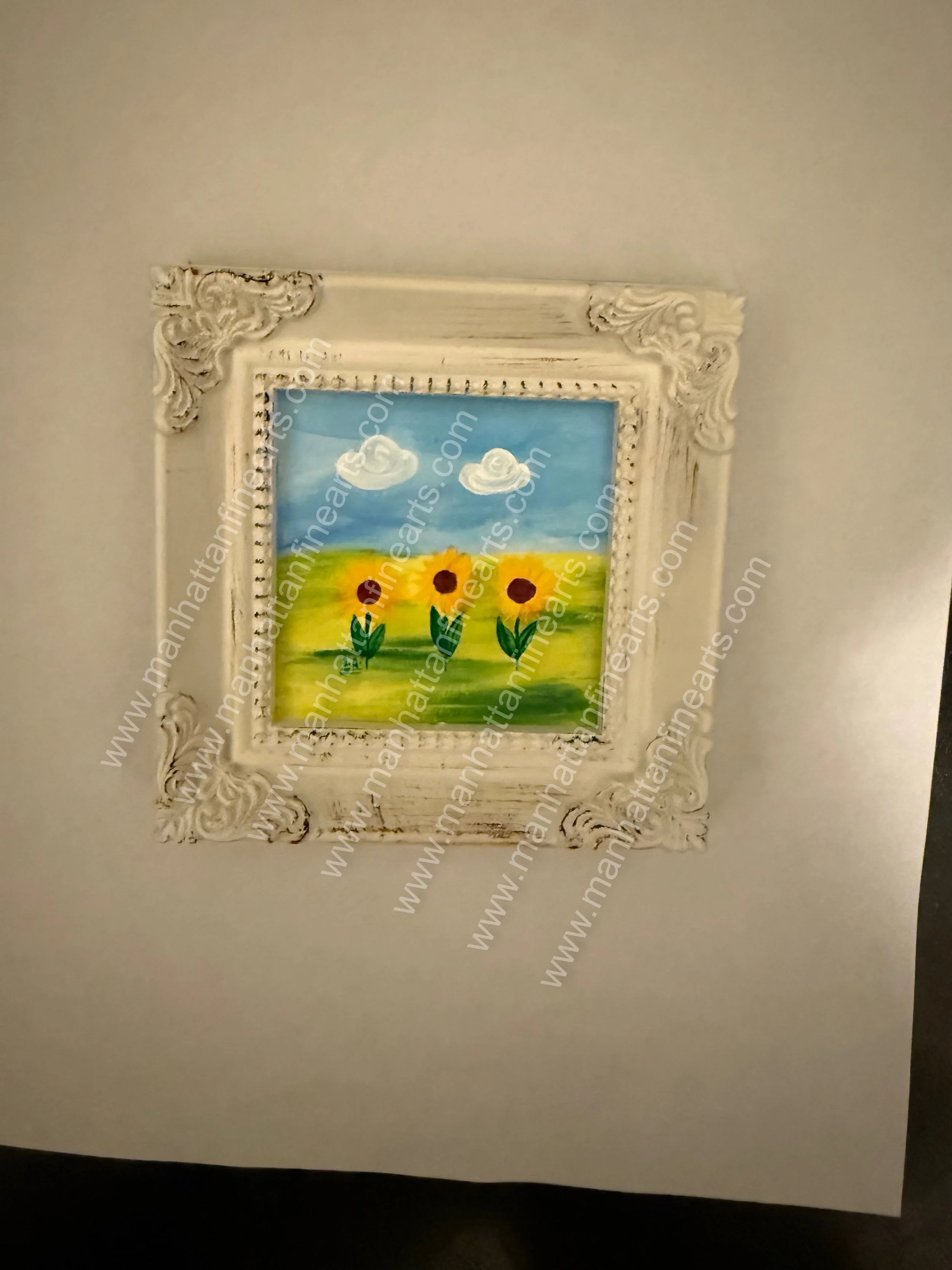 Whimsical Sunflower Miniature Painting