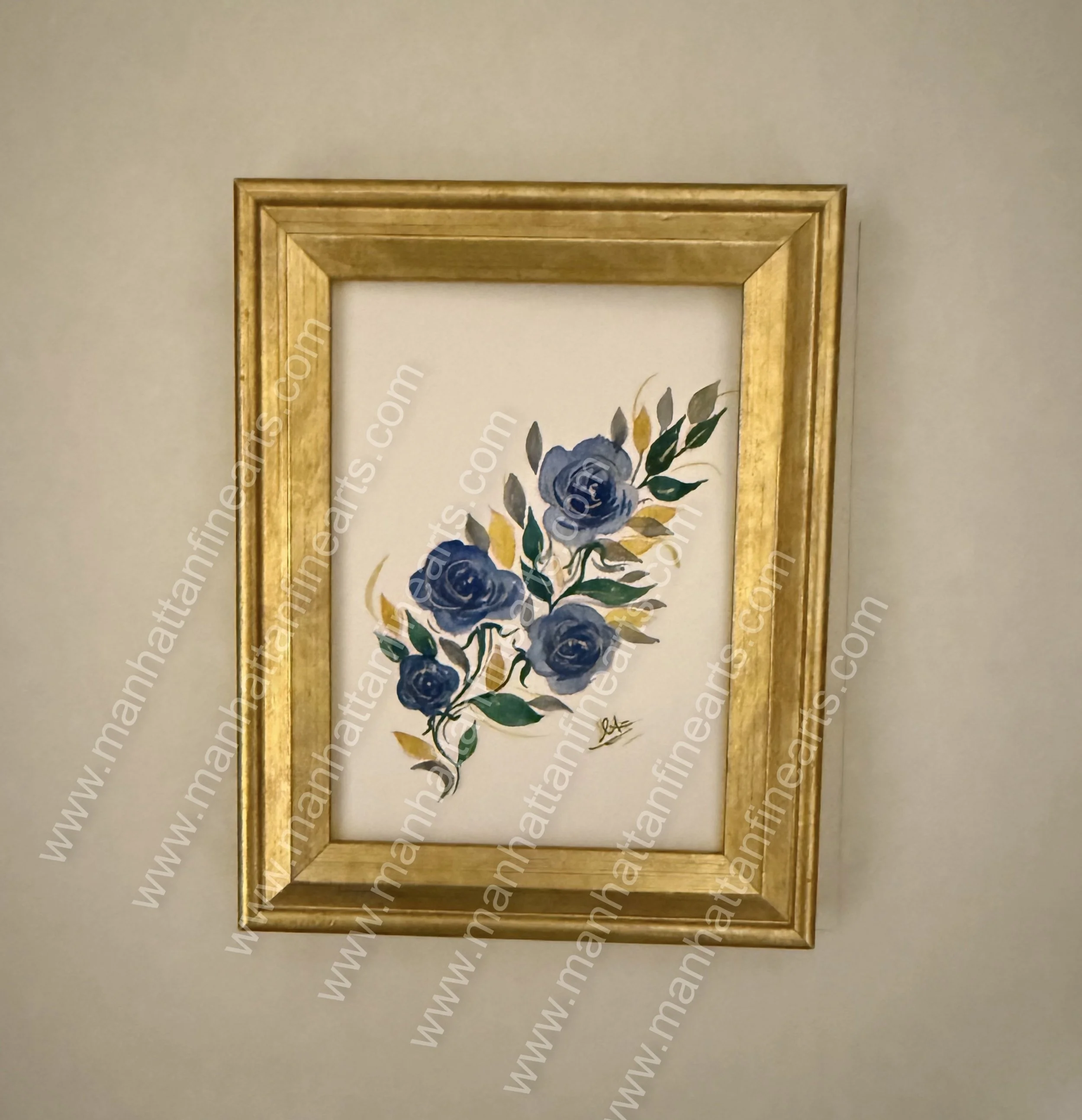 Blue Rose Elegance - Handcrafted Floral Painting