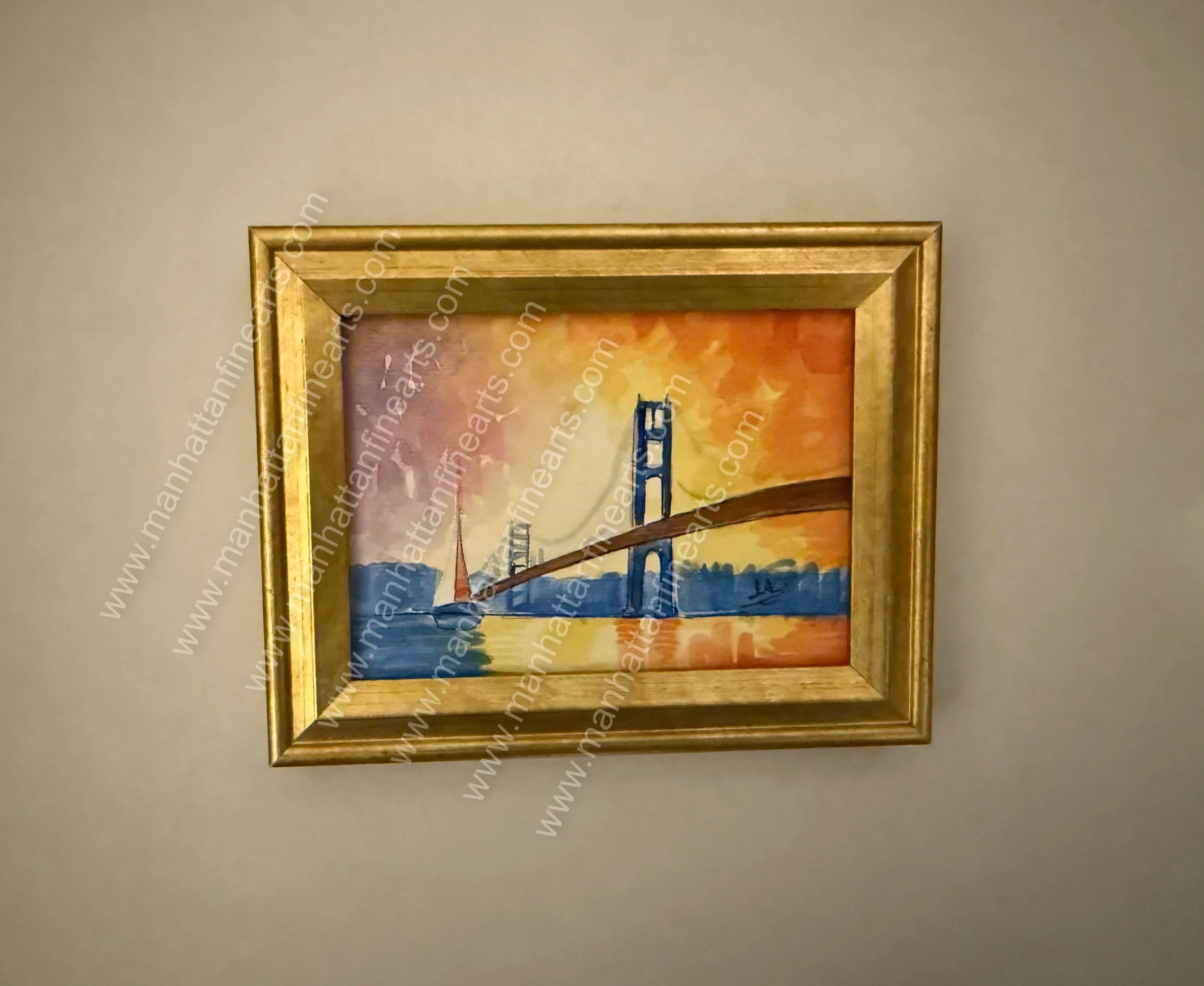 Sunset Over Brooklyn Bridge - Watercolor Masterpiece