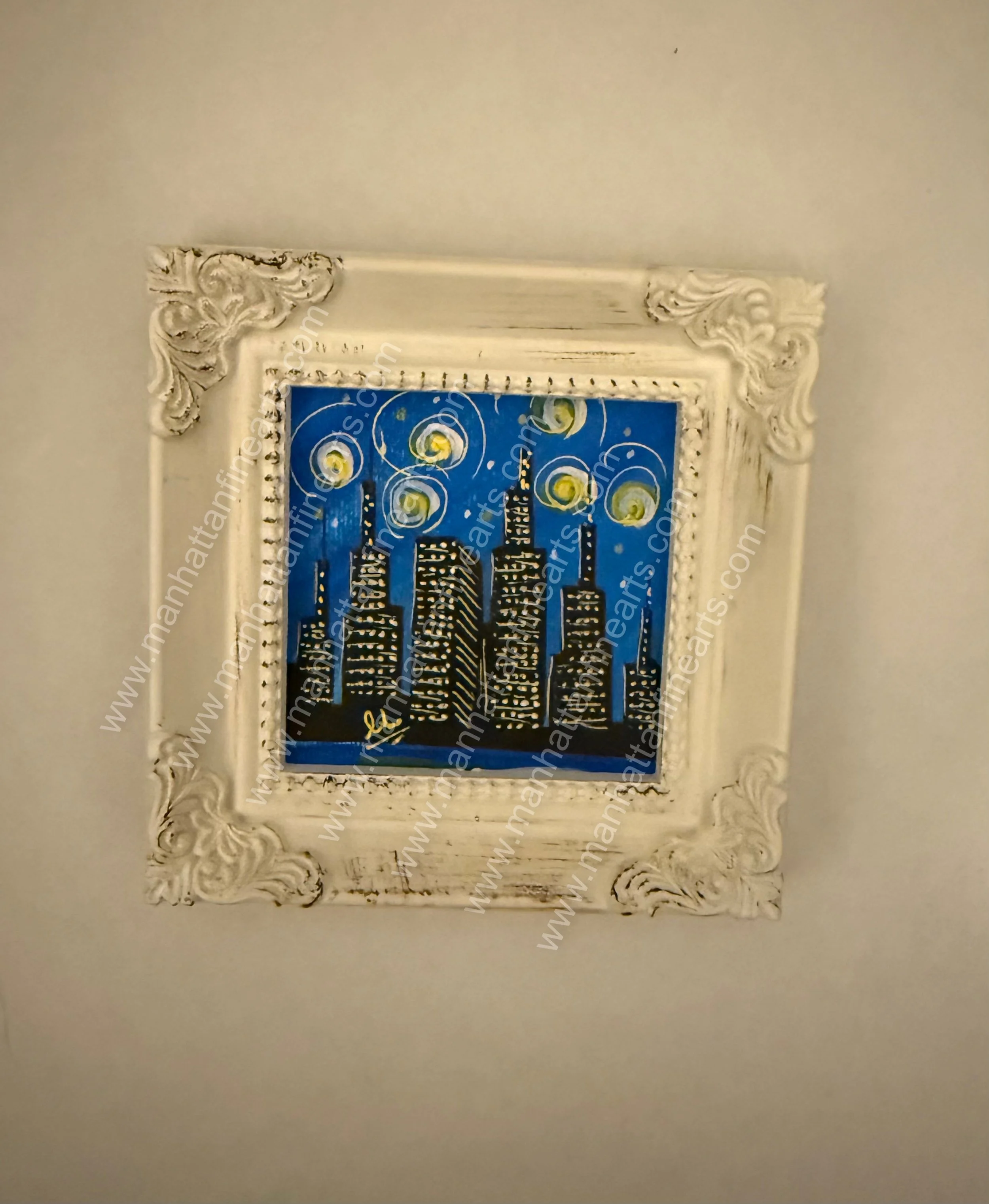 Miniature Night New York City Painting