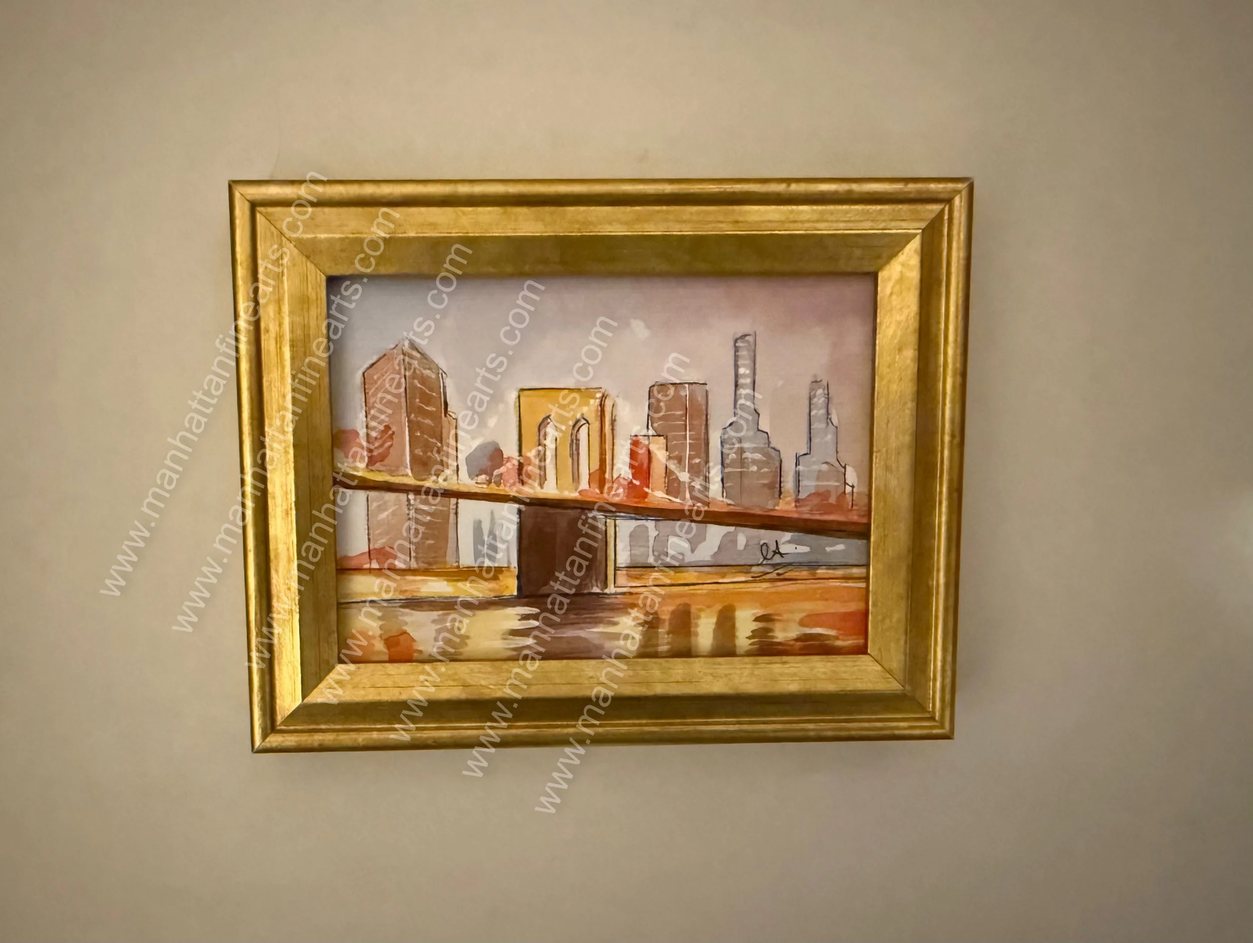 Brooklyn Bridge Serenity Watercolor Painting