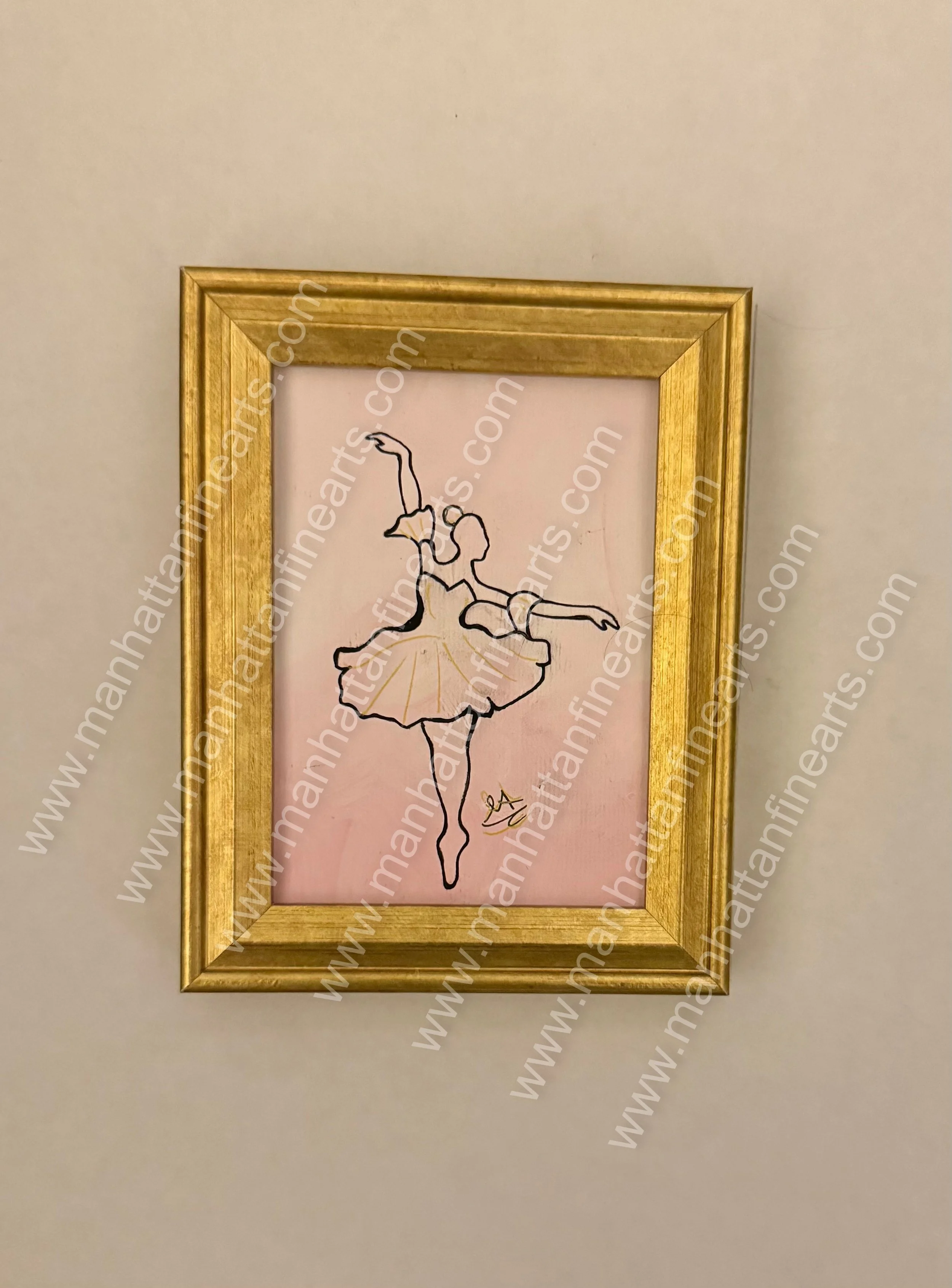 Graceful Ballerina Painting in Gold Frame