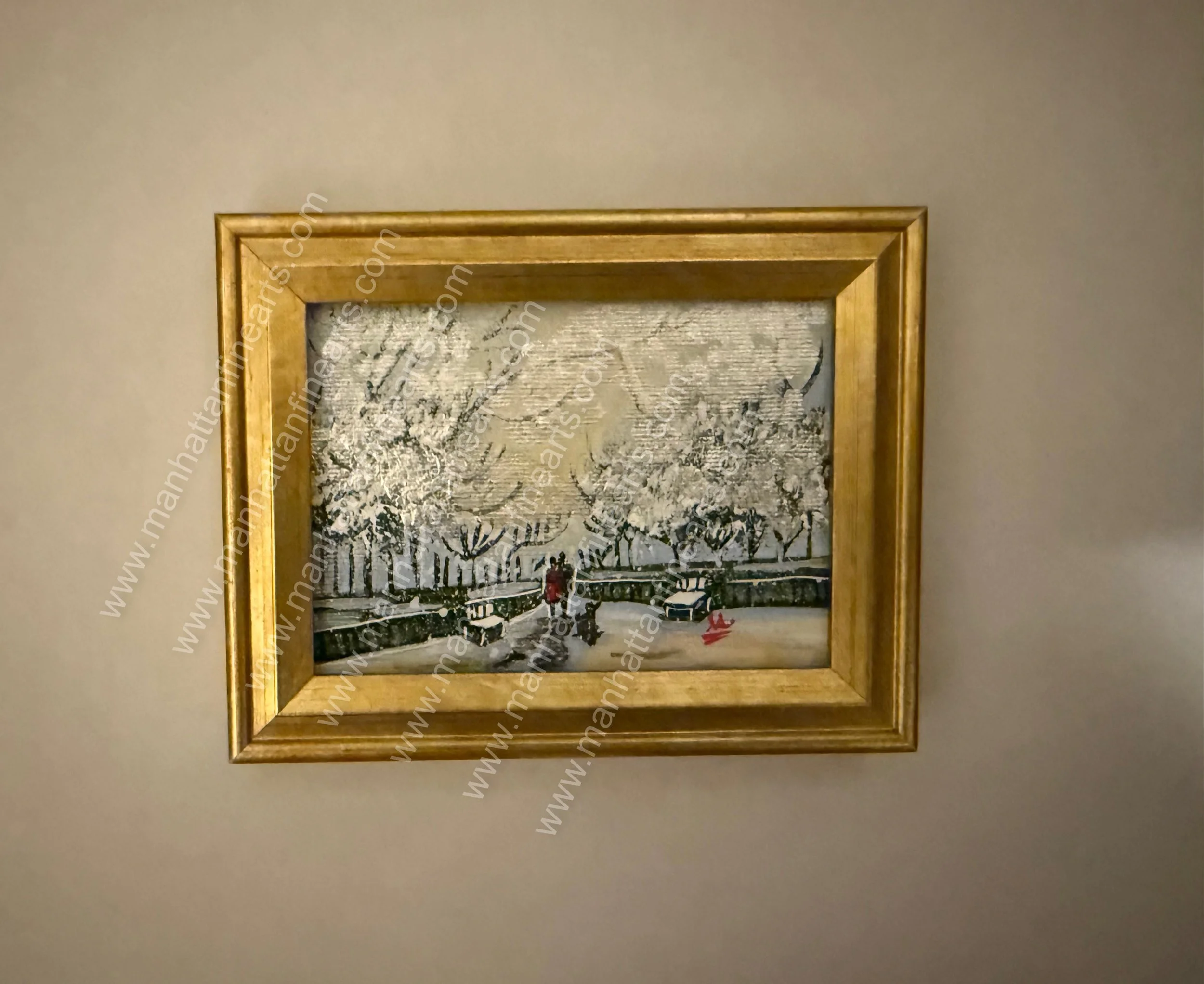 Central Park ( The Mall) Winter Serenity Miniature Painting