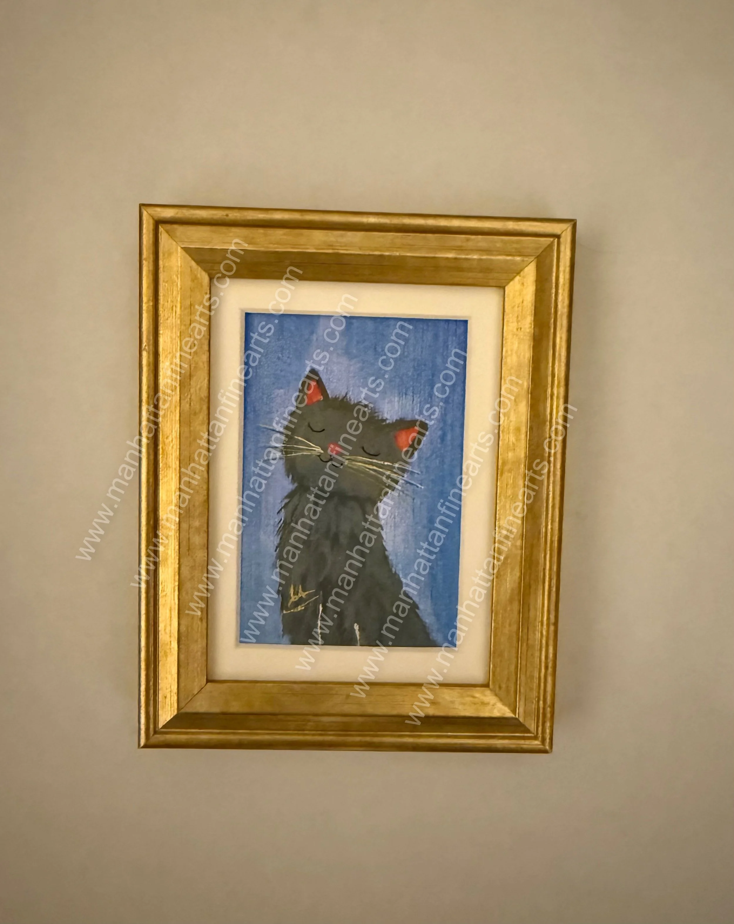 Charming Cat Portrait in Golden Frame