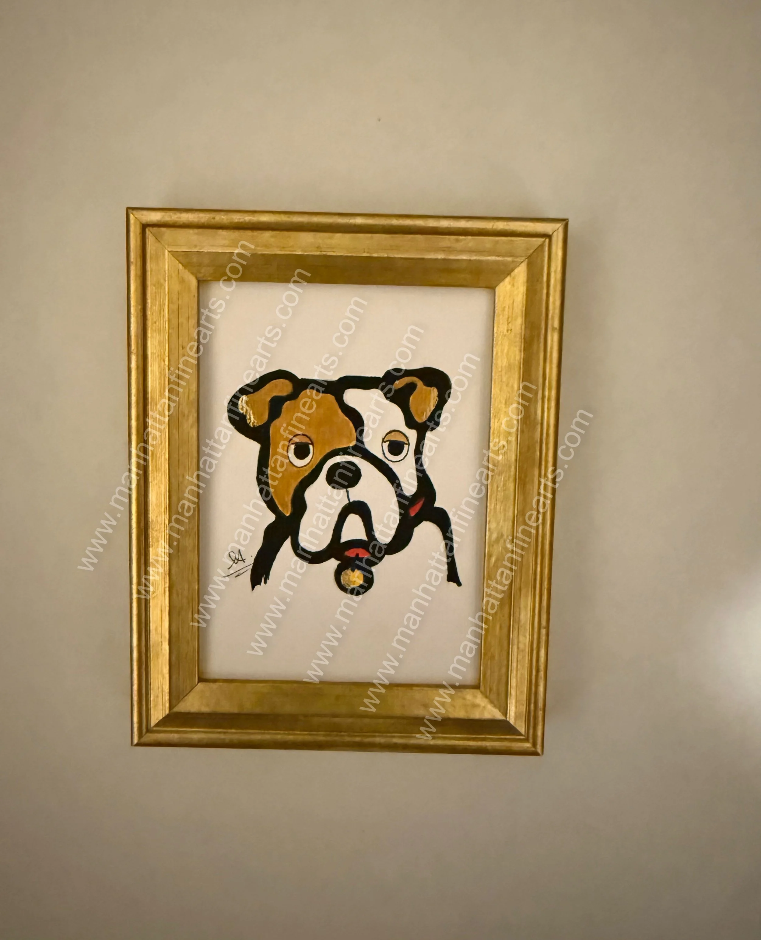 Charming Bulldog Handcrafted Painting