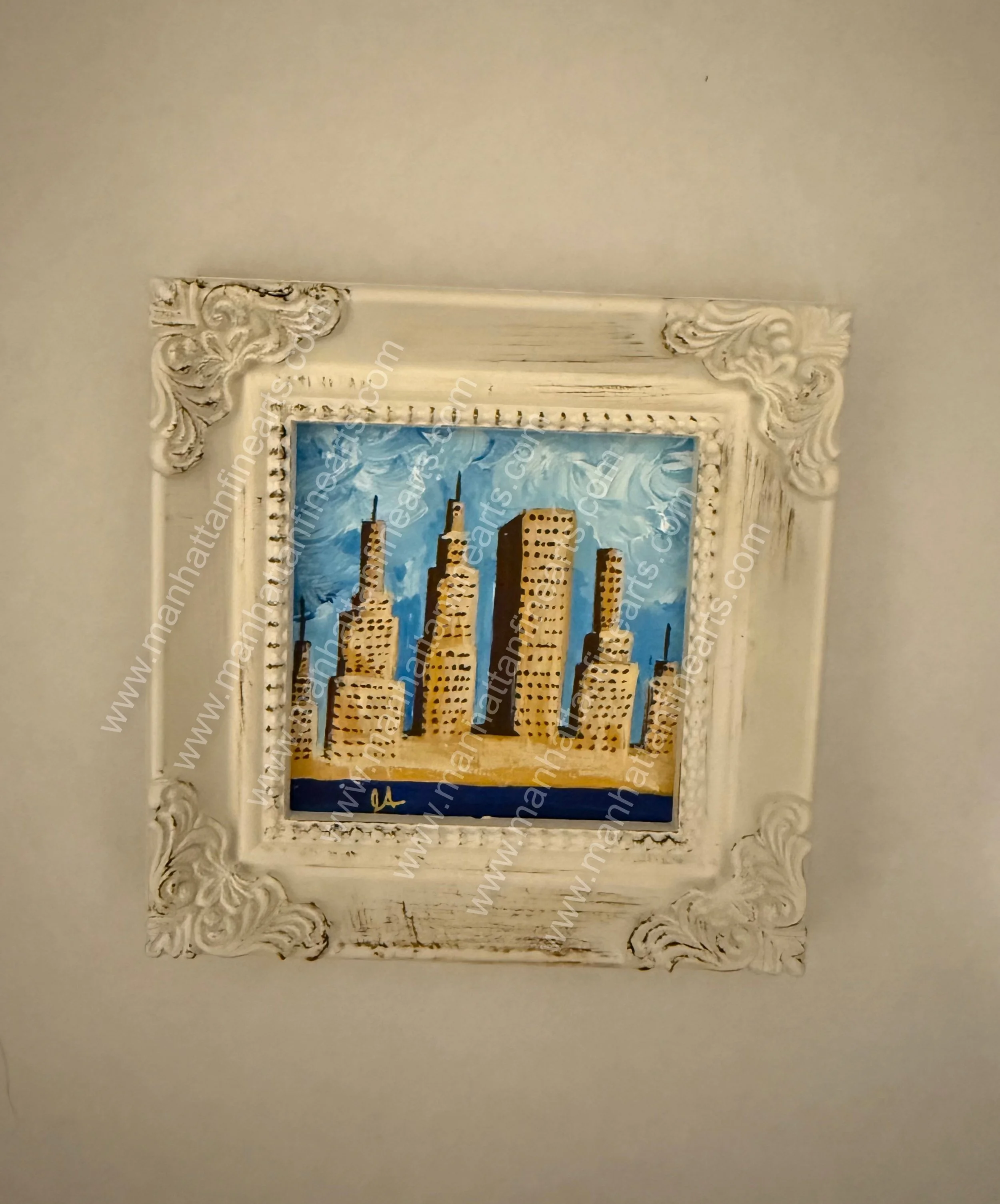 Framed Miniature New York City Painting