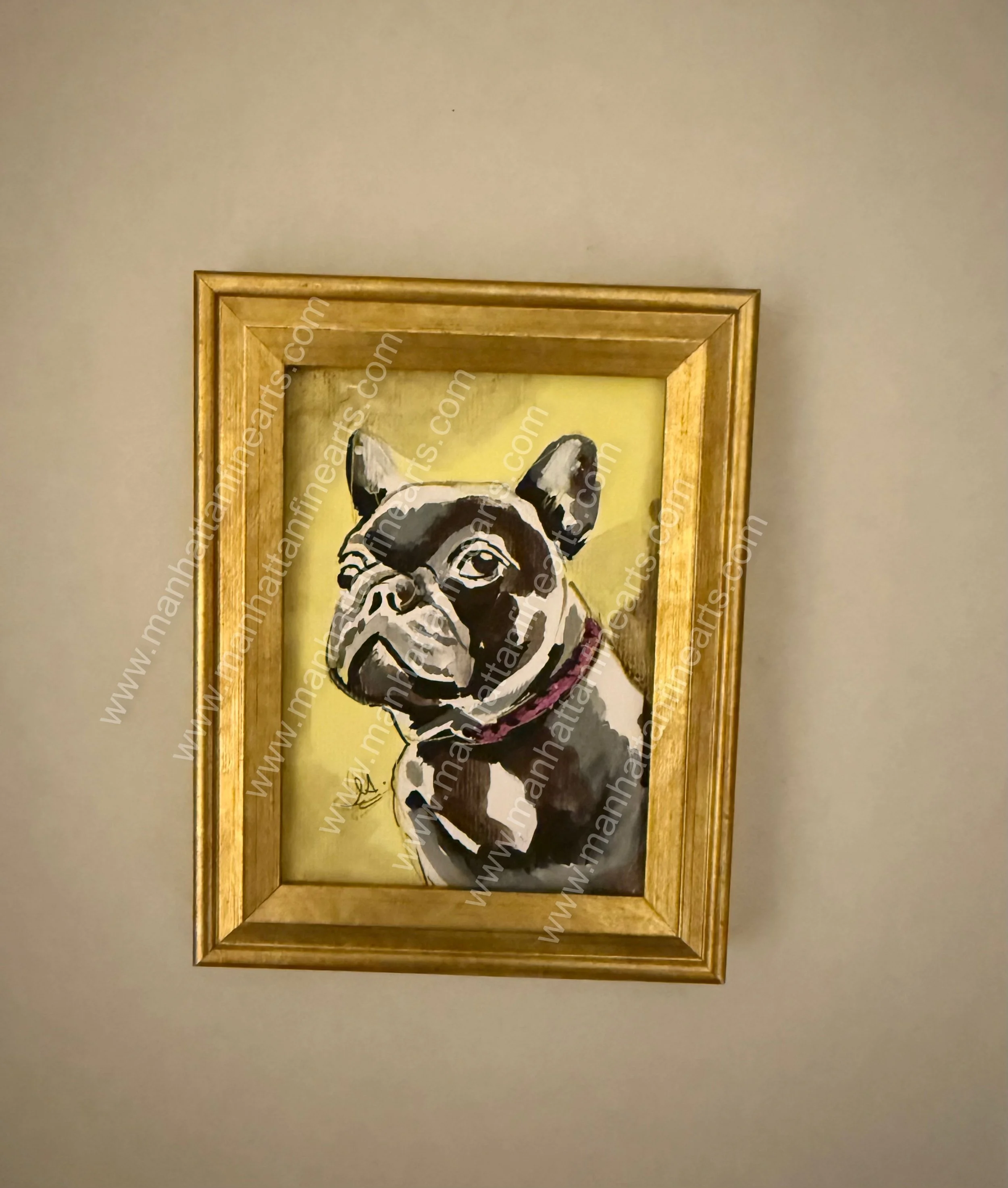 Charming French Bulldog Portrait Painting