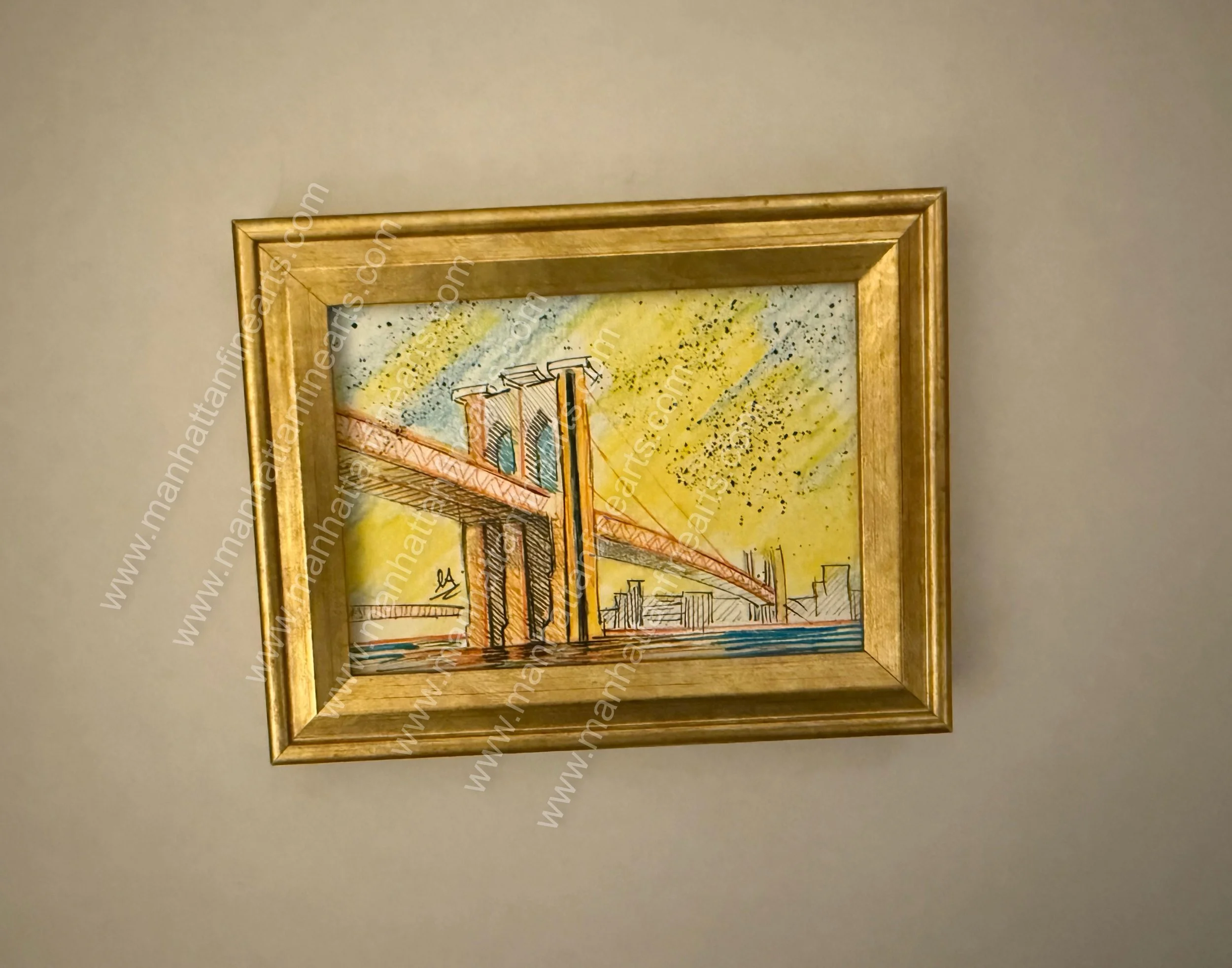 Brooklyn Bridge Skyline Watercolor Painting