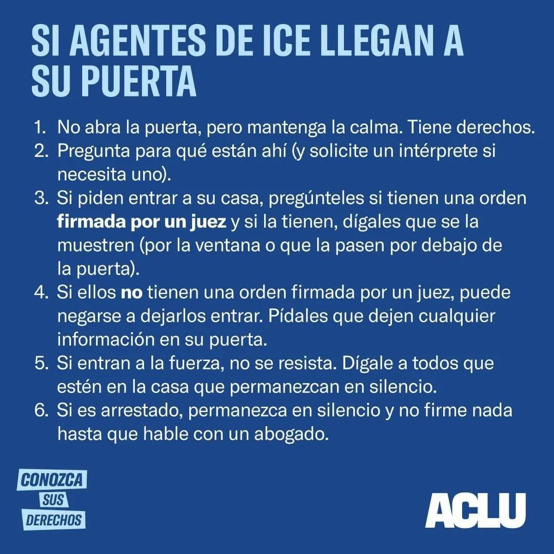 Conozca sus derechos: qué hacer si aparece el ICE/la migra (de la ACLU)