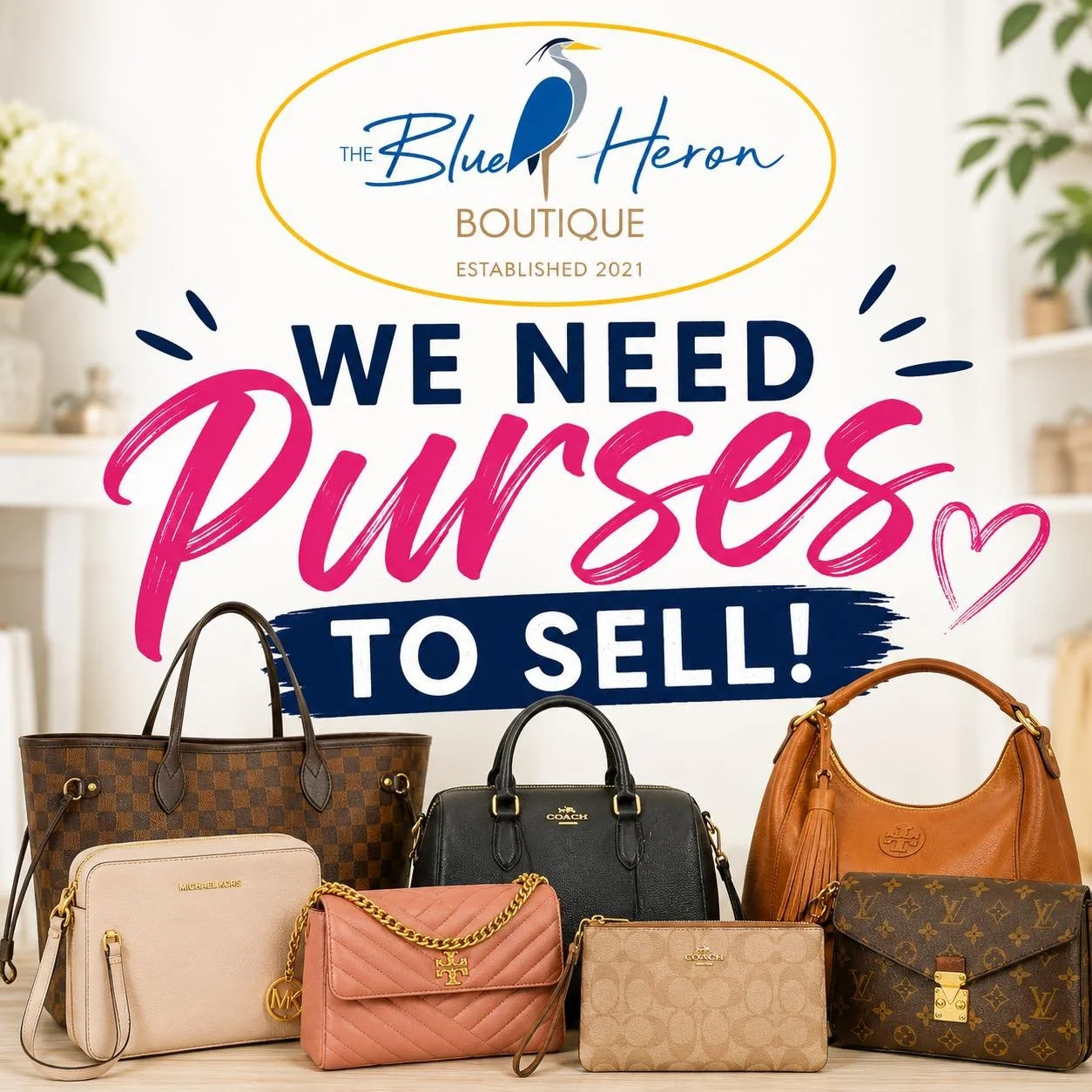 We need purses!  Have you been thinking about consigning purses?  Well now is the time!  No appointment necessary!  Stop in anytime during store hours. 

#consignmentshopdeale #purses #deale #Deale #secondhandfirst #shopsouthcounty #theblueherondeale