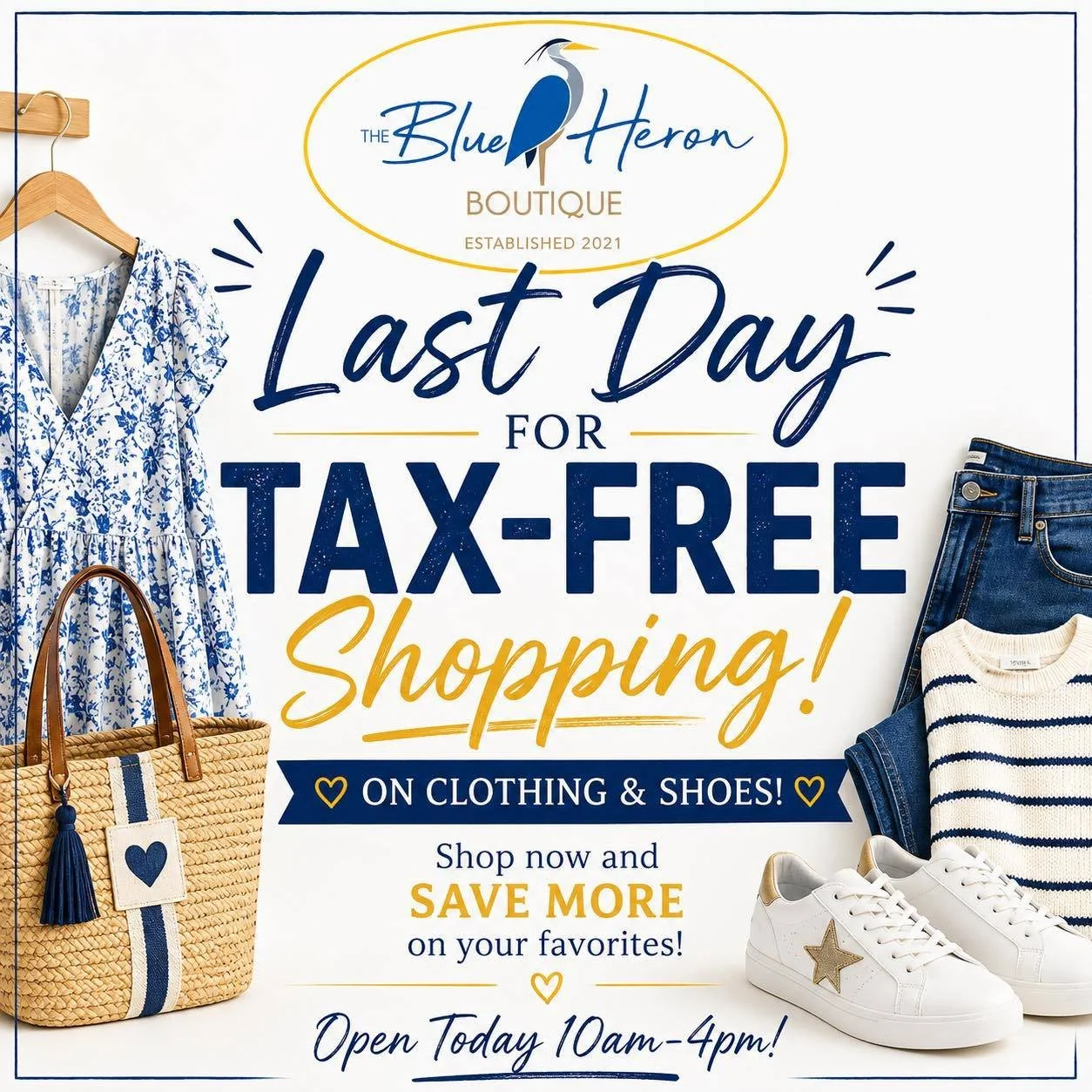 Last day for tax free shopping!

#BoutiqueStyle #BlueHeronBoutique #BigSummerSale #TheBlueHeronBoutique #BoutiqueLife #SummerSale #summersale #summersales☀️