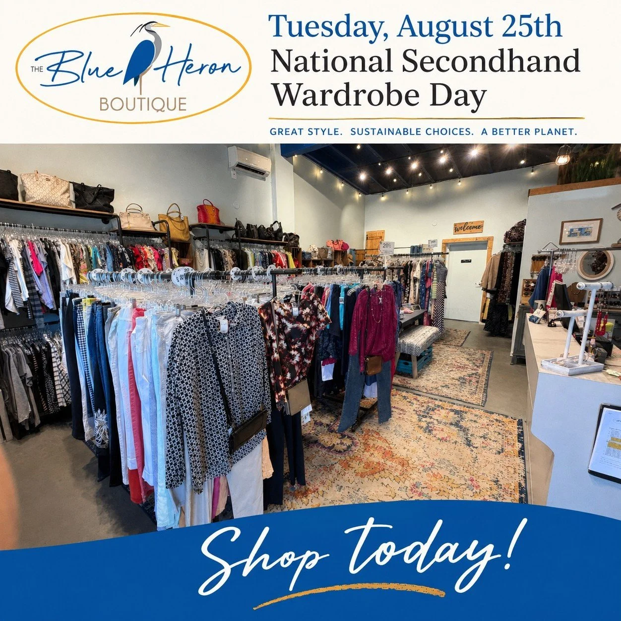 🛍️✨ IT&rsquo;S NATIONAL SECONDHAND WARDROBE DAY! ✨🛍️

Today, Tuesday, August 25th, is the perfect day to shop secondhand &mdash; and we&rsquo;ve got racks full of great pieces waiting for you!

👗 Women&rsquo;s clothing
👜 Handbags &amp; accessorie