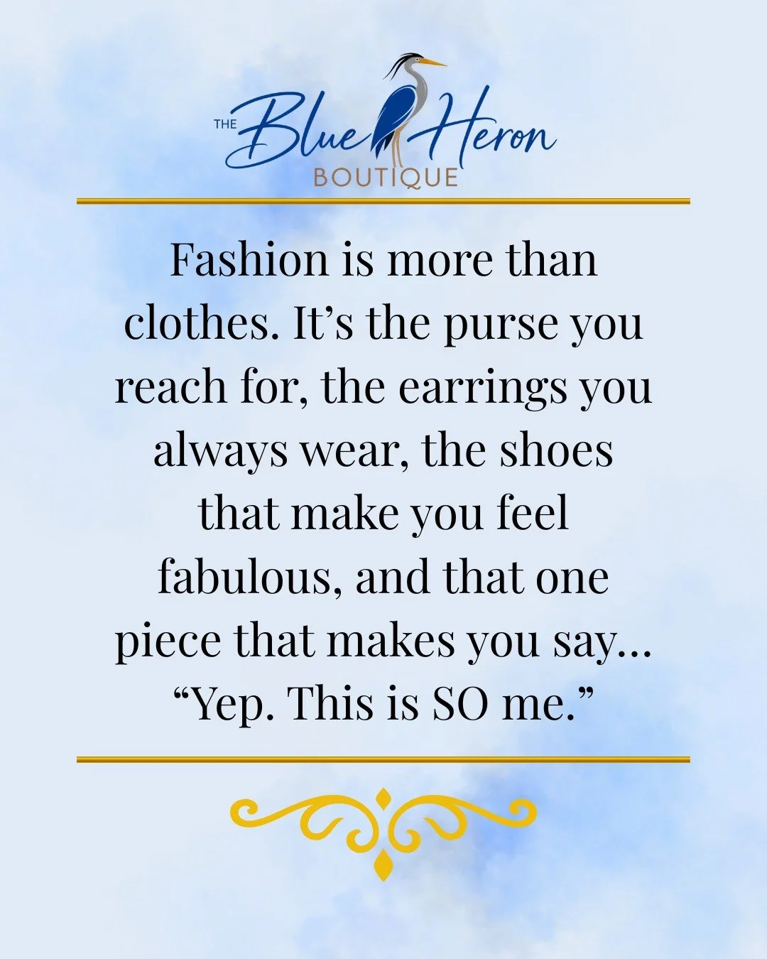 Fashion is personal. 💙

It&rsquo;s the little details that make an outfit feel like you&mdash;the perfect handbag, your favorite pair of earrings, the shoes you can&rsquo;t live without, or that one special piece that just feels right.

At The Blue 