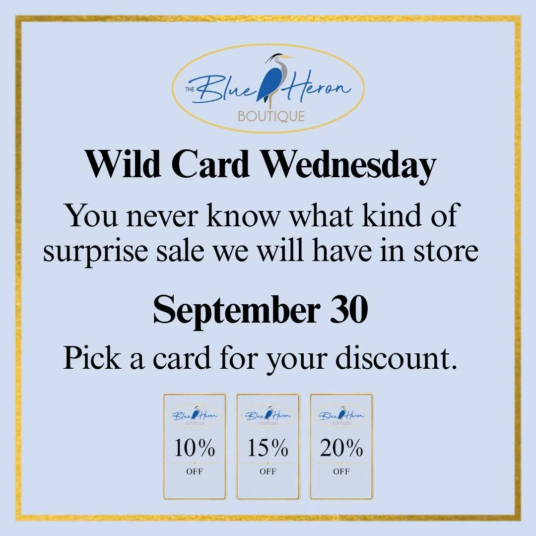 🎲 WILD CARD WEDNESDAY

You NEVER know what your sale will be!

September 30 / 12pm - 4pm

It&rsquo;s a surprise&hellip; and that&rsquo;s half the fun!