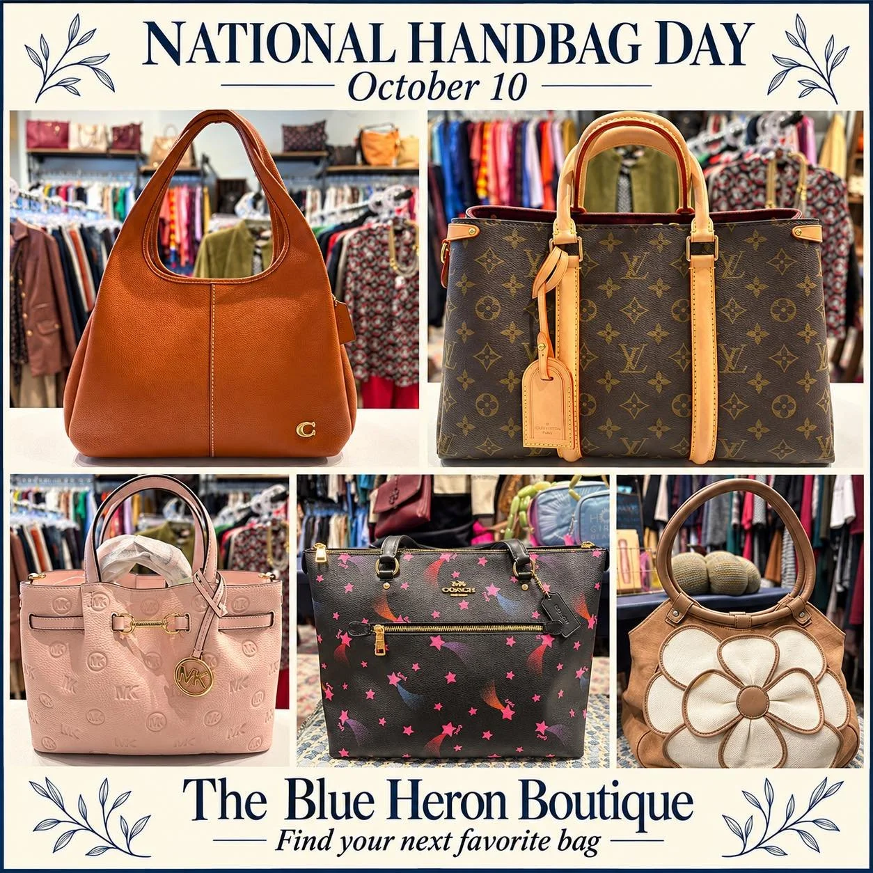 Happy National Handbag Day! 👜💙 October 10 is the perfect excuse to find your next favorite bag!

From everyday classics to statement styles, we&rsquo;ve got some beauties waiting for you at The Blue Heron Boutique. Come fall in love with a little s