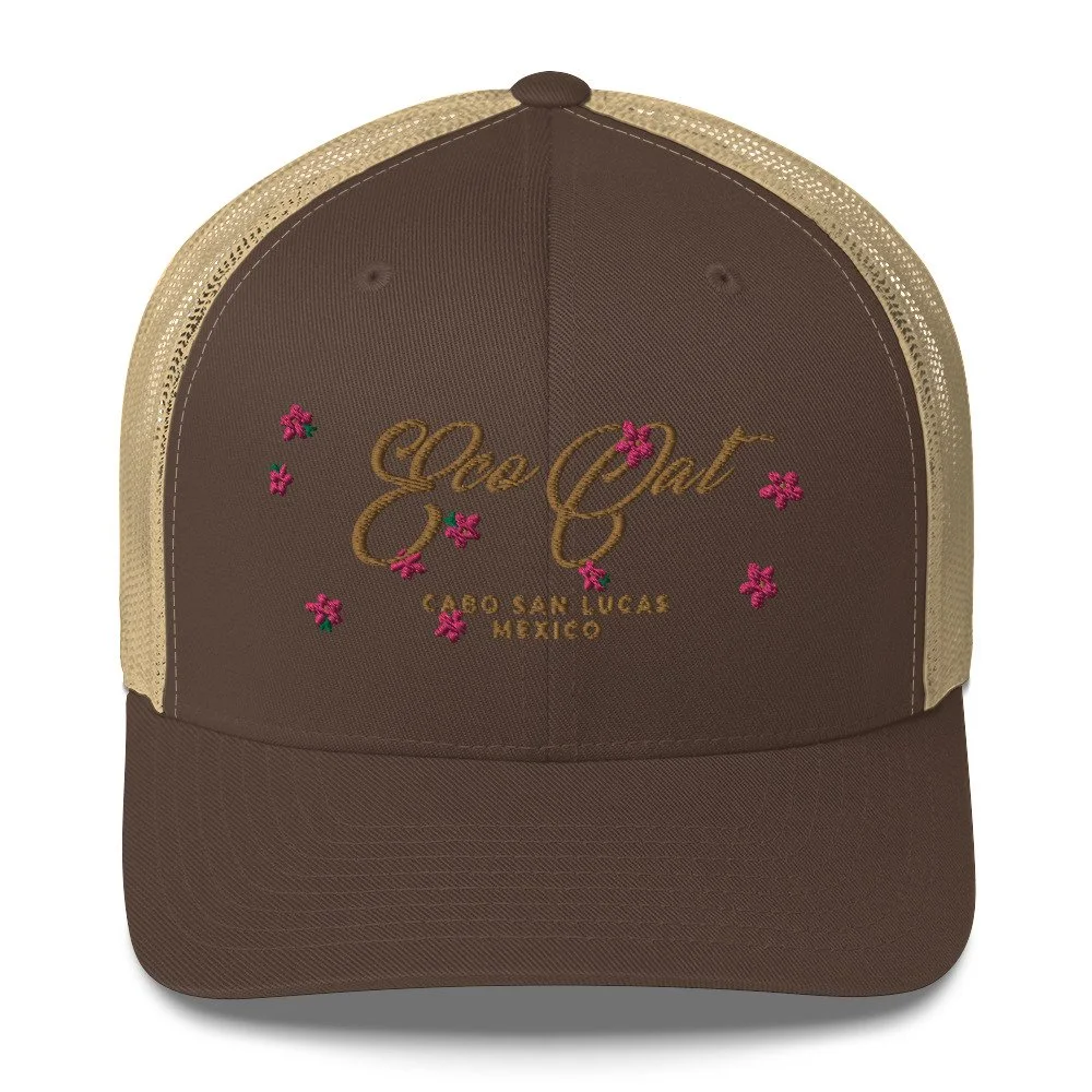Embroider Plumeria Cap - "Brown"