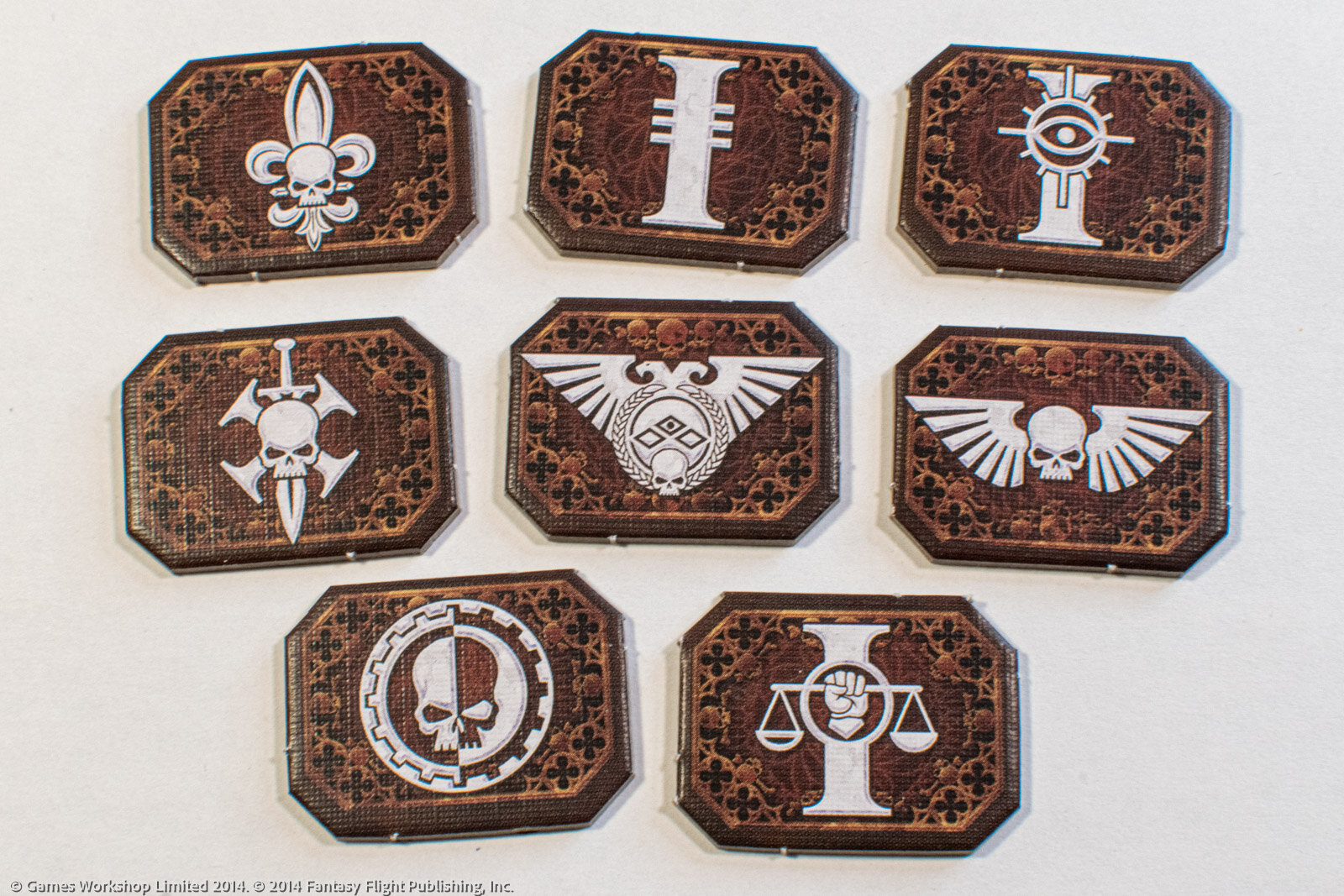 Relic: Halls of Terra punchboard tokens. Designs based on original Warhammer 40k materials by Games Workshop.